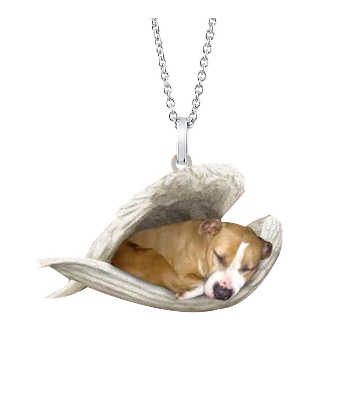 Hujinkan Pendant Chain Necklace Women Stainless Steel Sleeping Angel Dog Wings Necklace Fashion Jewelry Accessory Angle Necklace For New Year Anniversary Dating Easter Thanksgiving Gifts 4 - Buy Online on GoSupps.com