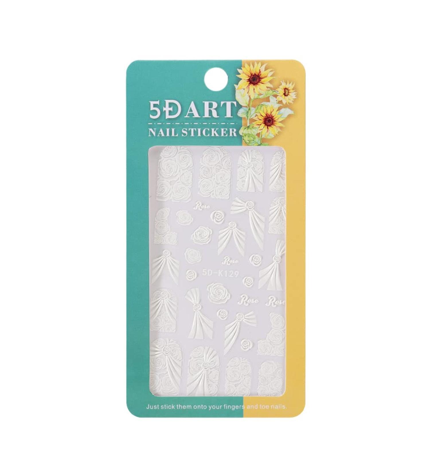 DIY Manicure Engraved Embossed Valentine Wedding Lace Nail Stickers Rose Flower 5D Acrylic(5D-K129) - Buy Online on GoSupps.com