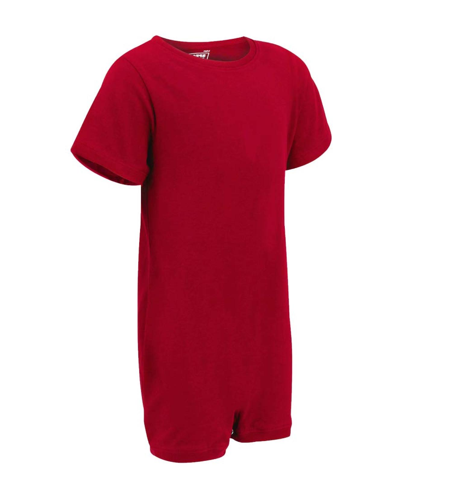 Kaycey L Red Short Sleeve Bodysuit for Special Needs Kids | Snap Button Vest | Soft Cotton-Elastane Fabric - Buy Online on GoSupps.com