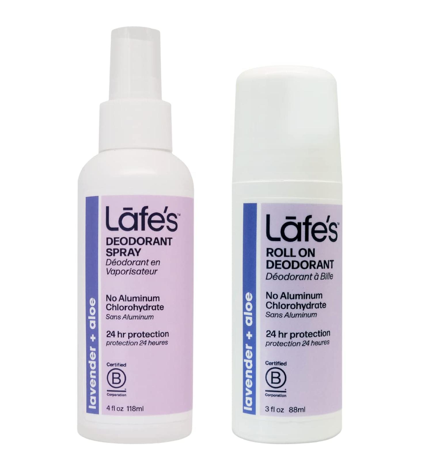 Buy Lafe's Natural Deodorant 2-Pack | Aluminum-Free Lavender & Aloe Roll-On & Spray | 3oz & 4oz | International Shipping Available - Buy Online on GoSupps.com