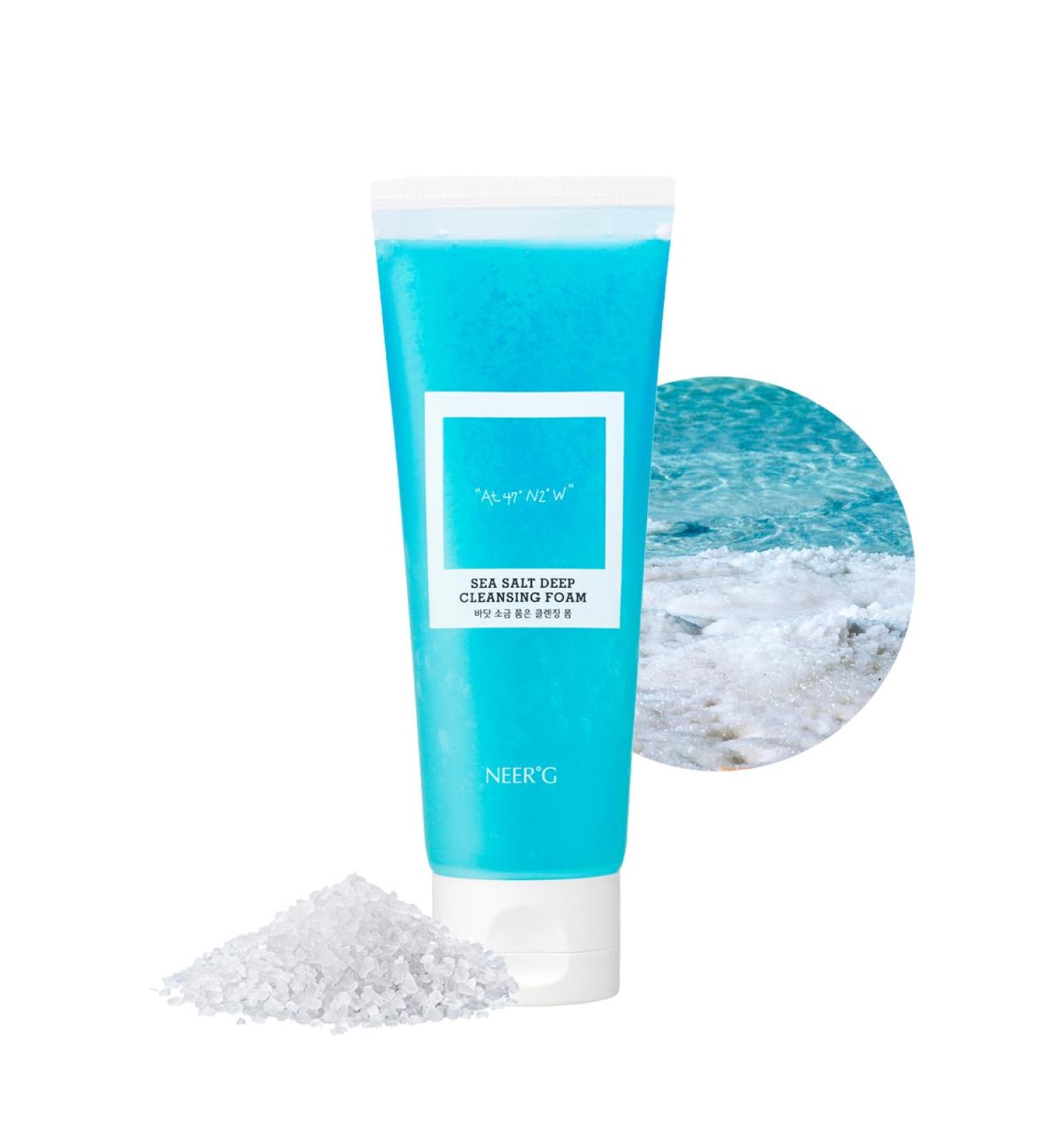 NEER G Sea Salt Deep Cleansing Foam - pH5.5 Mild Facial Cleanser for Normal to Sensitive Skin | 4 Fl Oz (120ml) - Moisturizing Face Wash - Buy Online on GoSupps.com