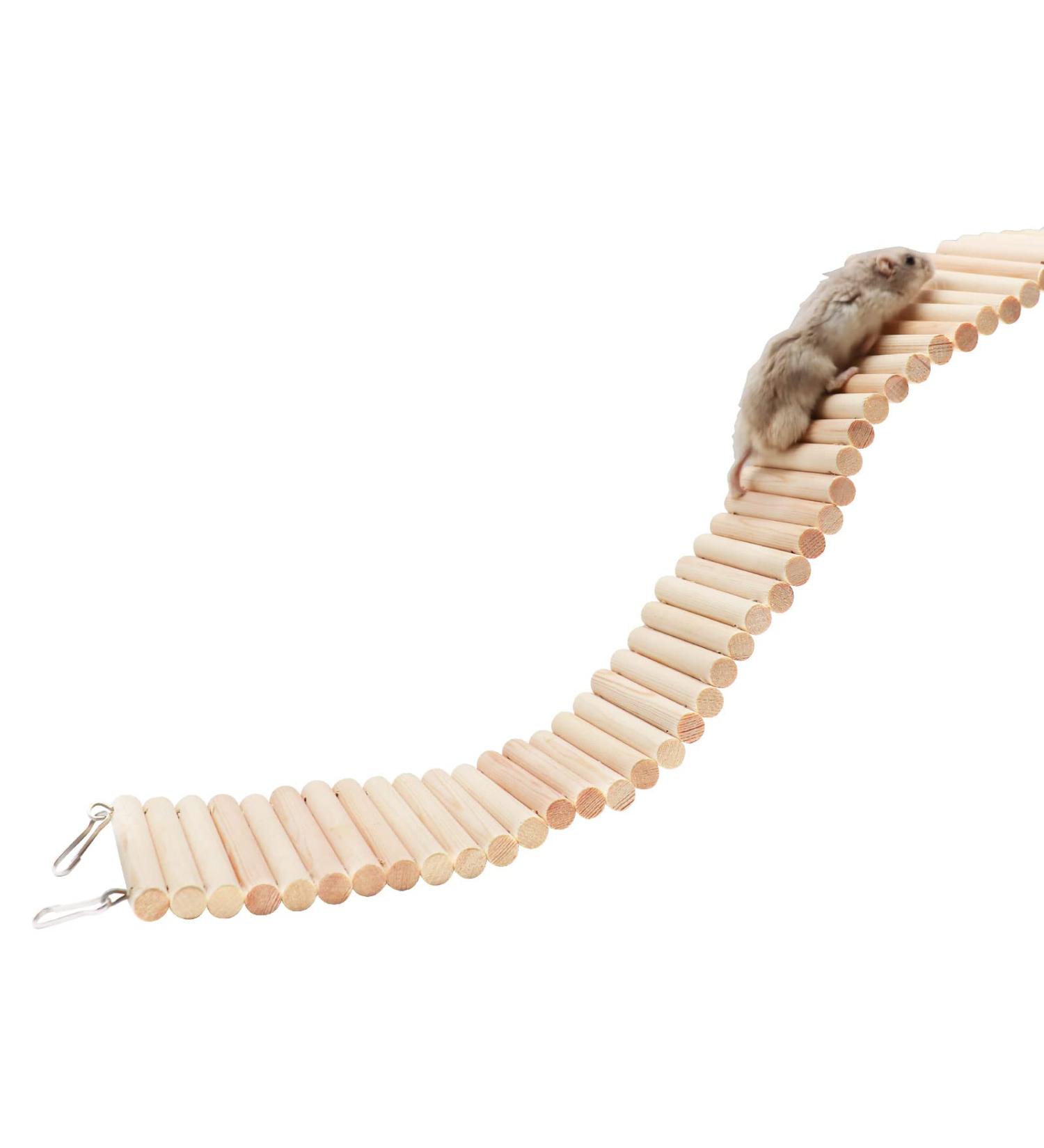Wooden Rat Ladder Bridge Climbing Toy for Small Animals - Bird, Hamster, Mouse, Sugar Glider - Cage Accessories (23.62x3.14 Inches) - Buy Online on GoSupps.com