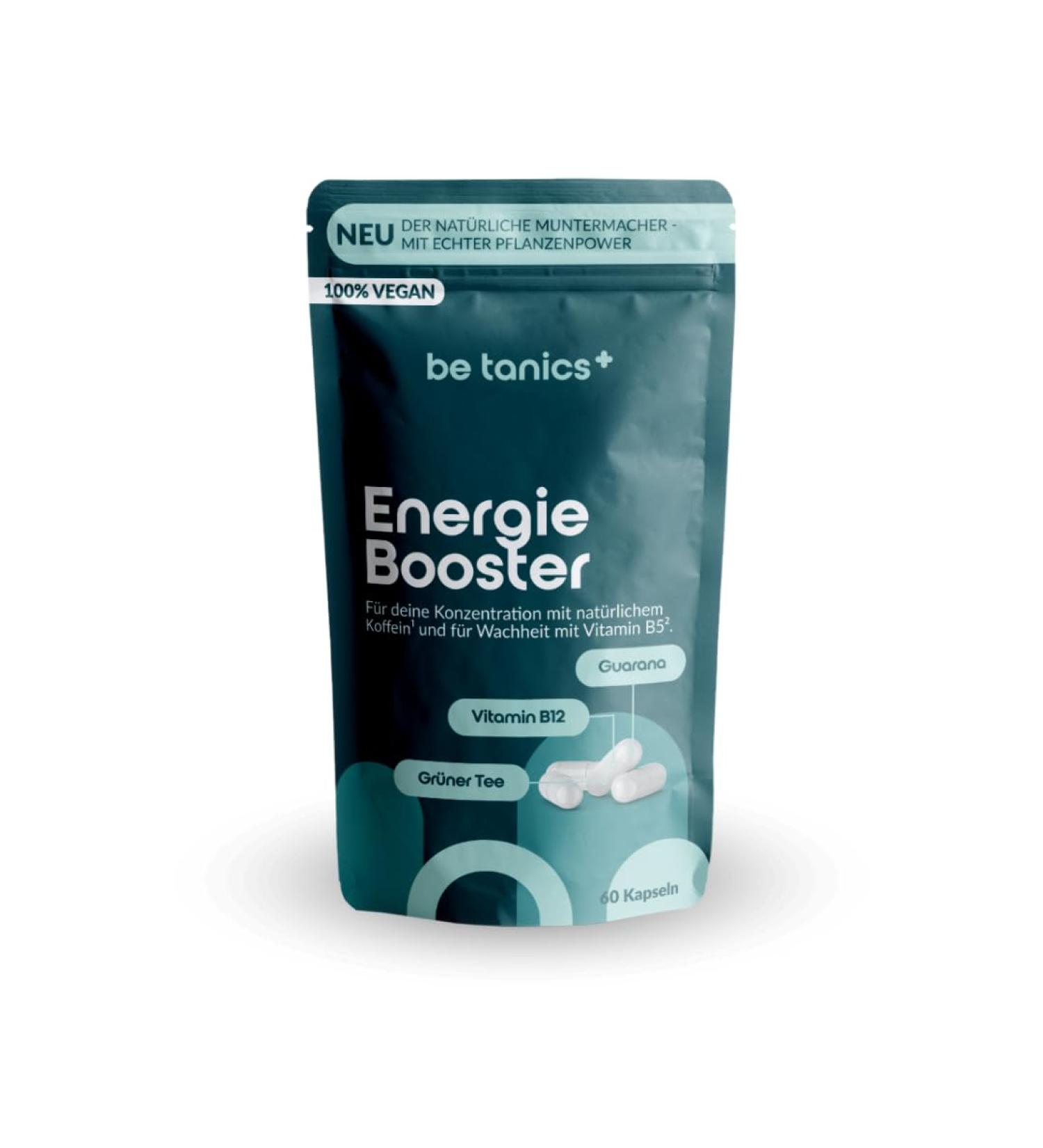 Be Tanics Energy Booster - 60 Capsules for Enhanced Concentration with Caffeine & Vitamin B5 Dietary Supplement for Optimal Performance - Buy Online on GoSupps.com