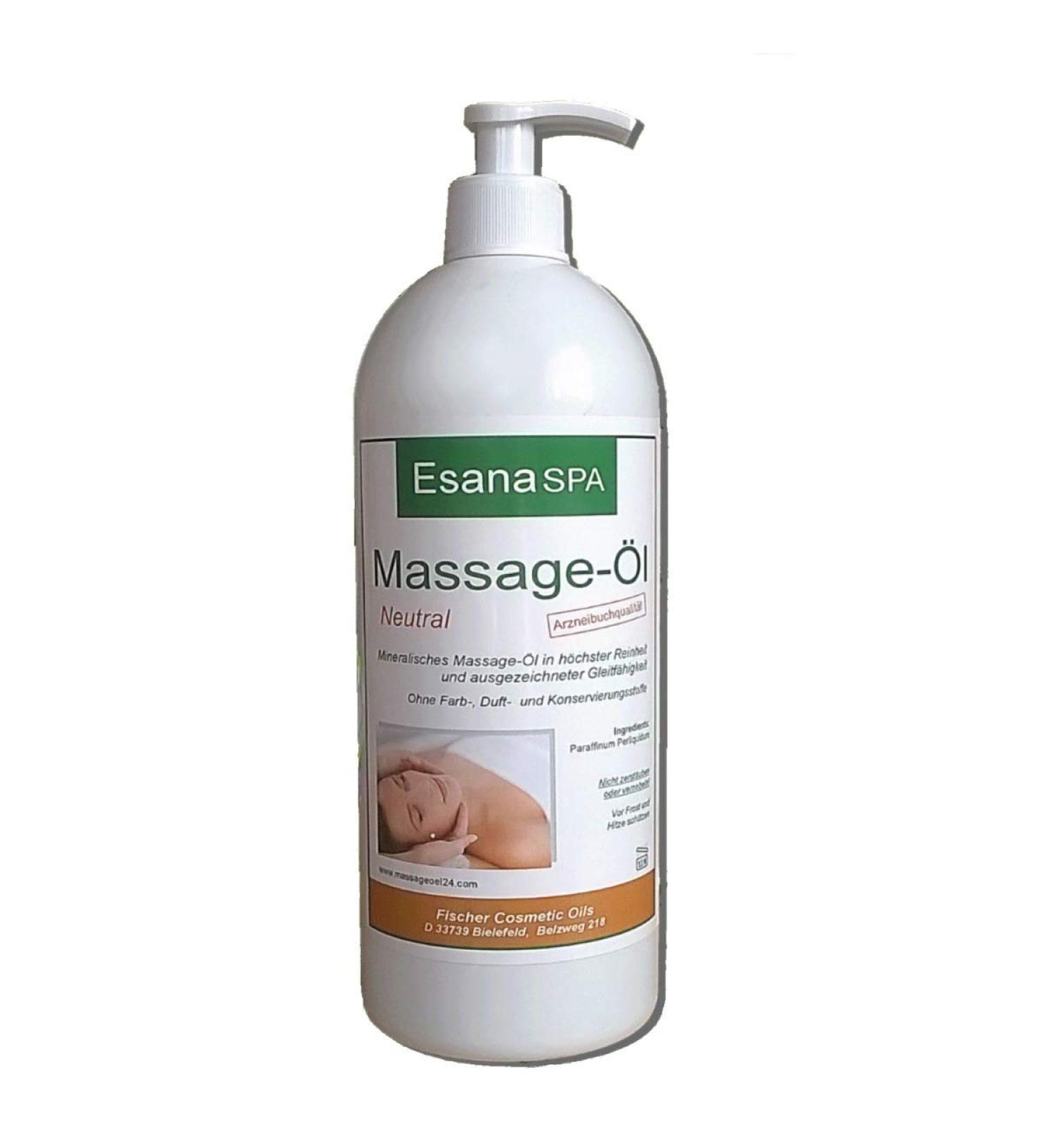 Esana SPA massage oil neutral (1 liter) for wellness & physiotherapy medical quality DAB/Ph.Eur.