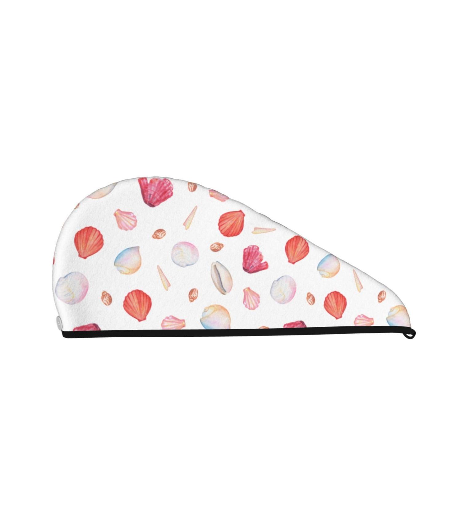 Red Coral & Scallop Seashell Microfiber Hair Towel | Super Absorbent Coral Velvet Wrap for Long Curly & Thick Hair - Buy Online on GoSupps.com