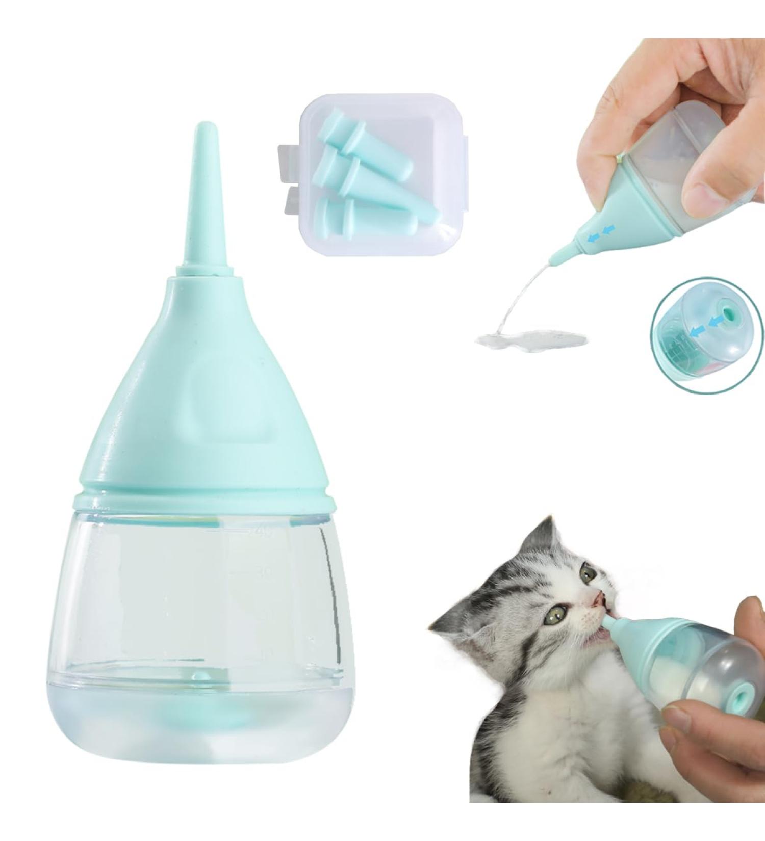 Kitten Bottles for Nursing Puppy Bottles for Nursing Puppy Milk Anti-Choking Puppy Feeder Design with 2pcs Replaceable and Reusable Silicone Nipples for Feeding Newborn Pets (blue) - Buy Online on GoSupps.com