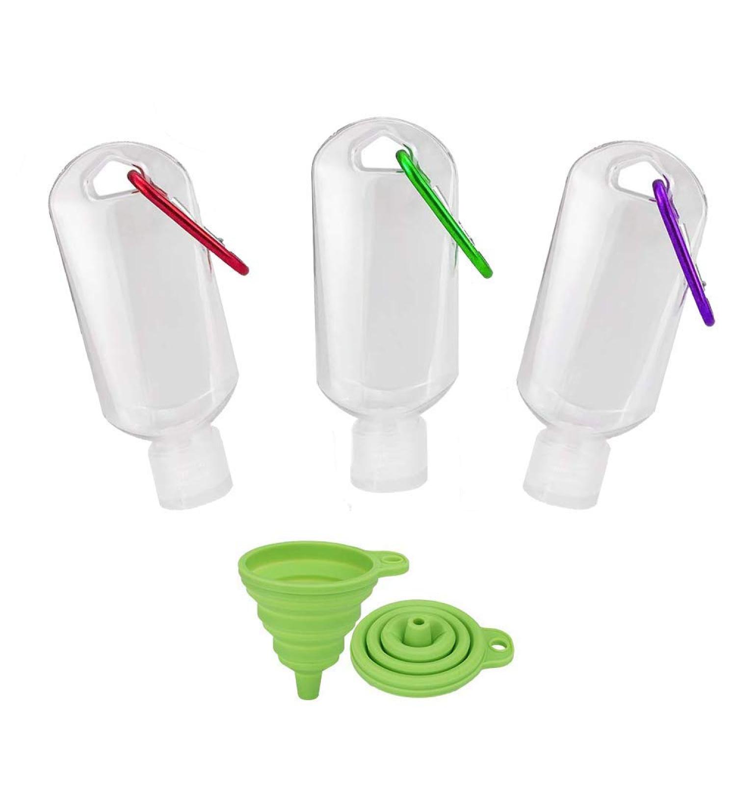 Portable Travel Hand Sanitizer Bottle with Keychain - 3 Pack for School, Travel, Picnic & Outdoor Activities - Refillable Cosmetic Liquid Container - Buy Online on GoSupps.com