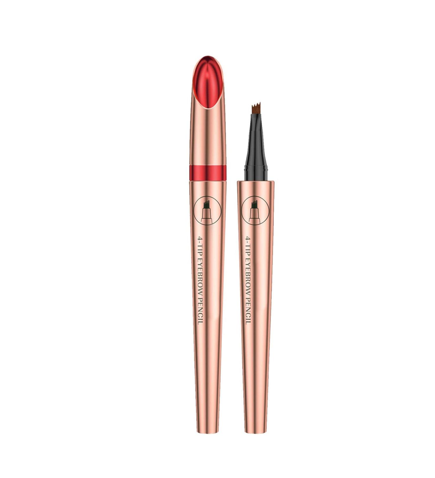 Eyebrow Pen Eyebrow Pencil with 4 Tip Create Natural Looking Brows Makeup Eyebrow Pen Eyebrow Pencil (Rose Gold) - Buy Online on GoSupps.com