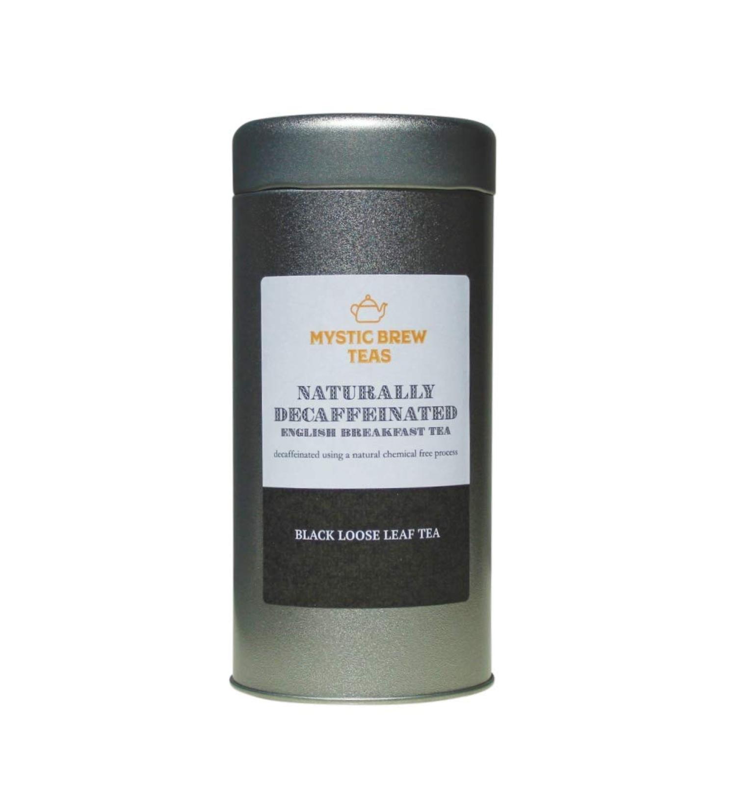 Mystic Brew Teas Naturally Decaffeinated English Breakfast Loose Leaf Tea 100 Grams Caddy - Buy Online on GoSupps.com