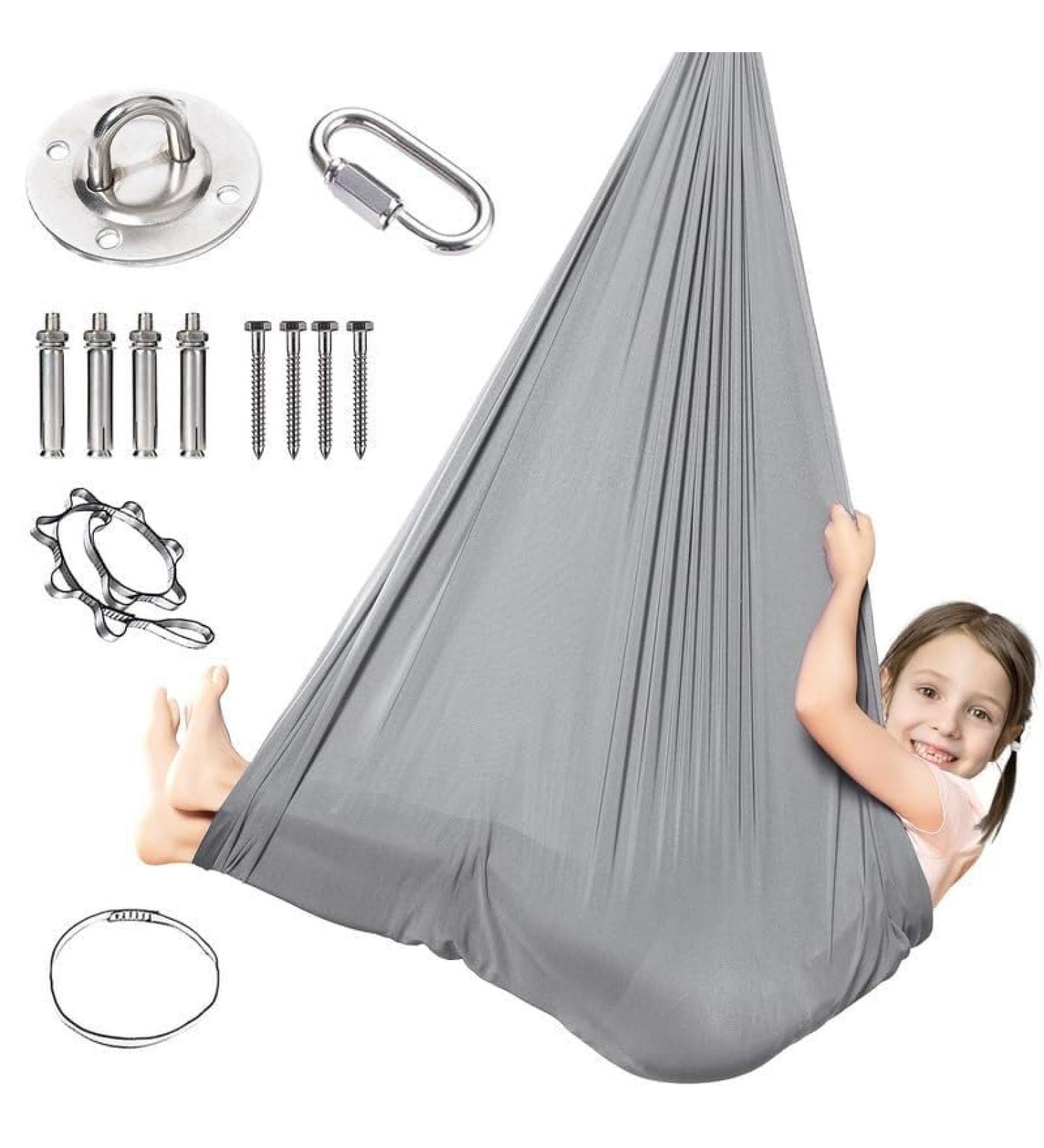 Ssimoo stretchy sensory full body sock full body wrap stretchy breathable body sox for stress relief for children adults autism anxiety self -control 100x280cm/39x110in gray