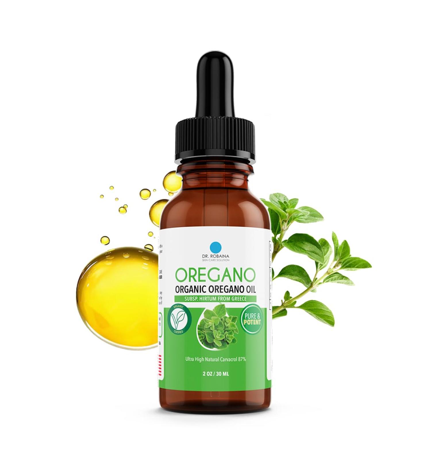 Dr. Robaina Organic Oil of Oregano Drops 87% Carvacrol Wild Greek Oregano (Hirtum) Cold-Pressed in EVOO 432 Servings Immune & Digestive Support Alcohol-Free Vegan Non-GMO 1 Unit - Buy Online on GoSupps.com