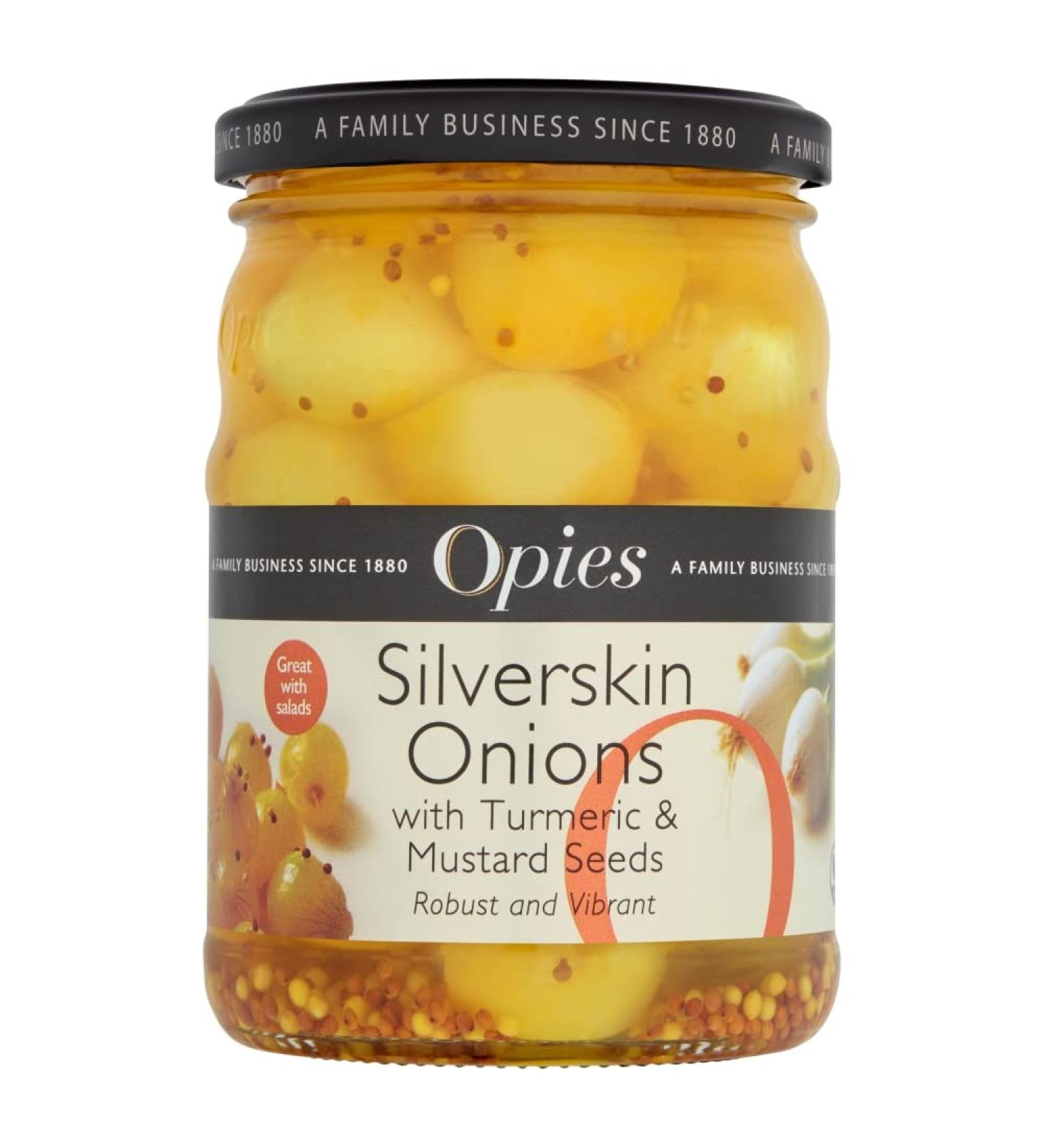 Opies Silverskin Onions with Turmeric & Mustard Seeds 370g - Buy Online on GoSupps.com