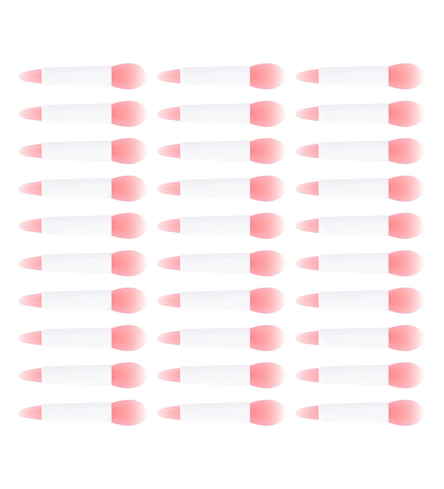 30pcs Silicone Lip Brush Set - Lip Mask Lipstick & Lip Balm Applicators - Perfect for Makeup & Eyeshadow - Pink - Buy Online on GoSupps.com