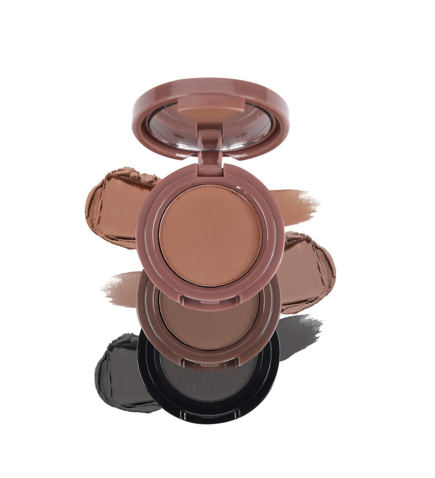 Buy Waterproof 3 Color Eyebrow Powder Palette - Long-Lasting Eyebrow Makeup for Perfect Brows | Light Brown Dark Brown Black - Buy Online on GoSupps.com