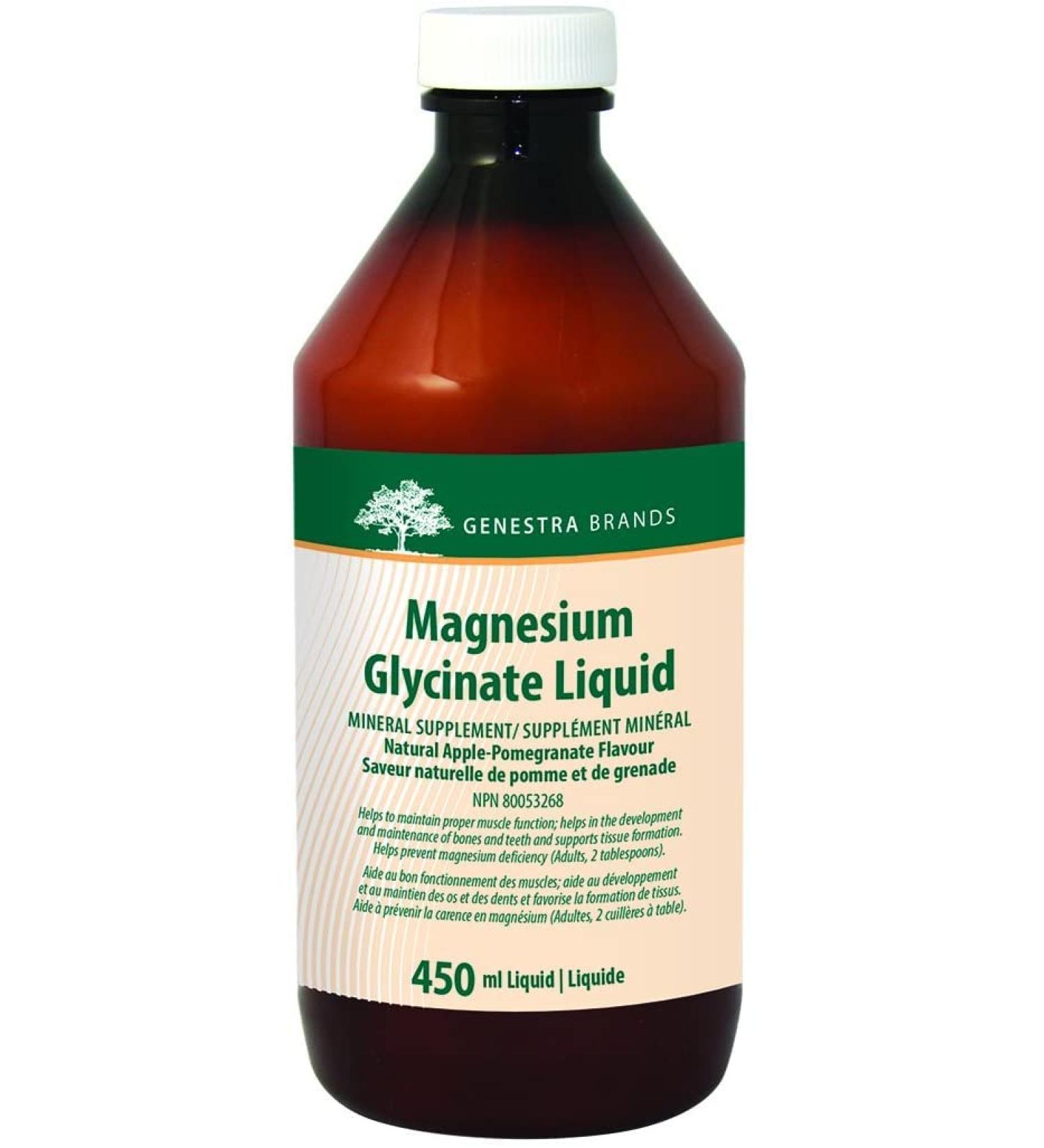 Genestra Brands Magnesium Glycinate Liquid - 15.2 Fl Oz Apple Pomegranate Flavor - Buy Online on GoSupps.com