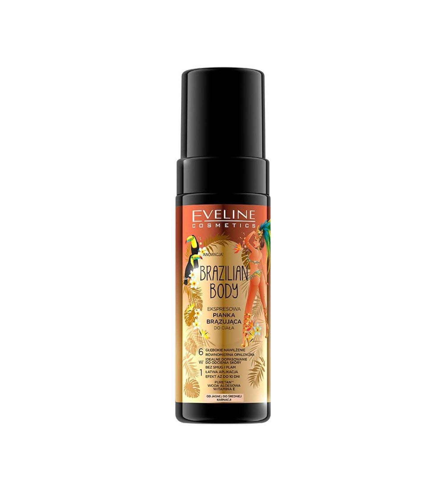 Eveline Cosmetics Express Self Tanning Foam for the Body - Achieve a Natural Year-Round Glow with Aloe Water & Vitamin E 150 ml - Buy Online on GoSupps.com