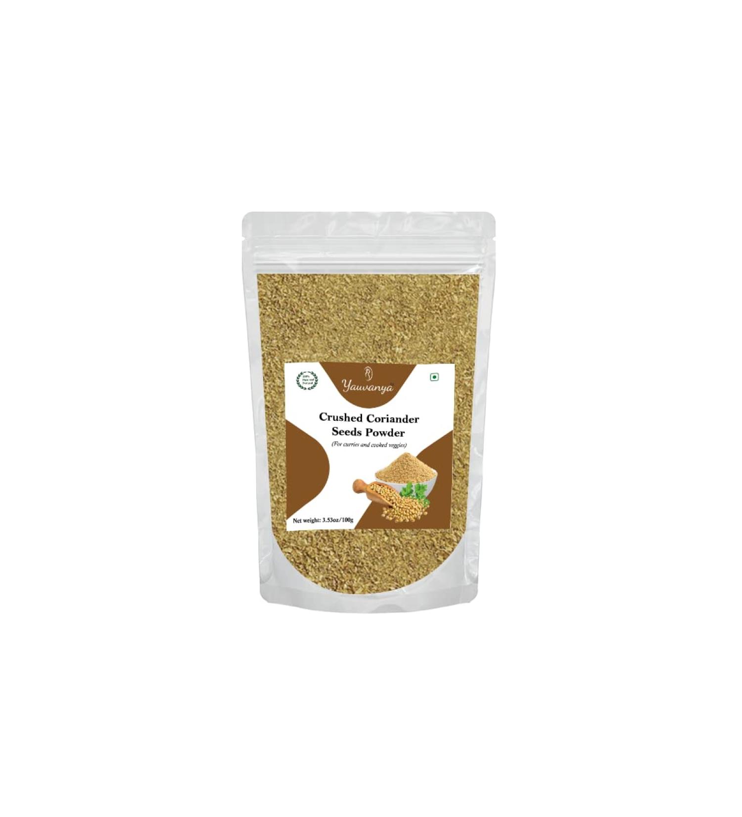 Yauvanya Crushed Coriander (Dhania) Seeds Powder - 100 gms (3.5 oz.)| Vegan | Gluten Free