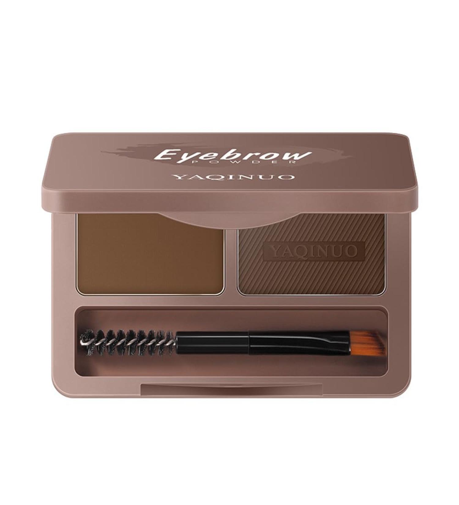Eyebrow Powder Palette - Define & Enhance Brows | 2 Color Makeup Kit with Mirror (Light & Dark Brown - Buy Online on GoSupps.com