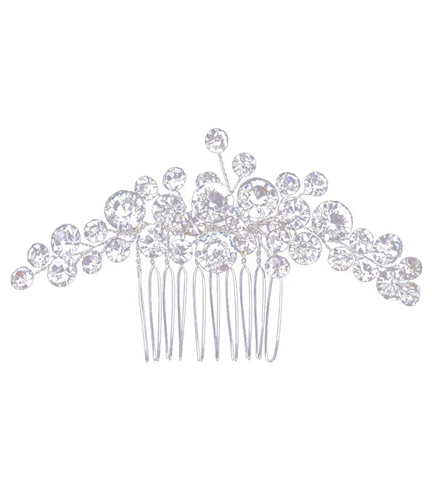 Bride Wedding Crystal Hair Bridal Flower Side Hair Clip Rhinestone Bridal Comb Barrette Handmade Flower Hair Clip Head Pieces Bridal Headpiece Wedding Accessories for Women and Girls - Silver - Buy Online on GoSupps.com