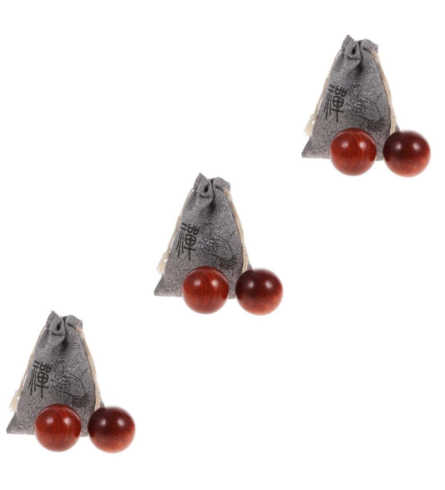 Solustre Wooden Hand Massage Balls - 3 Set Handball Fitness Rolling Balls for Hand Therapy & Sports - Buy Online on GoSupps.com