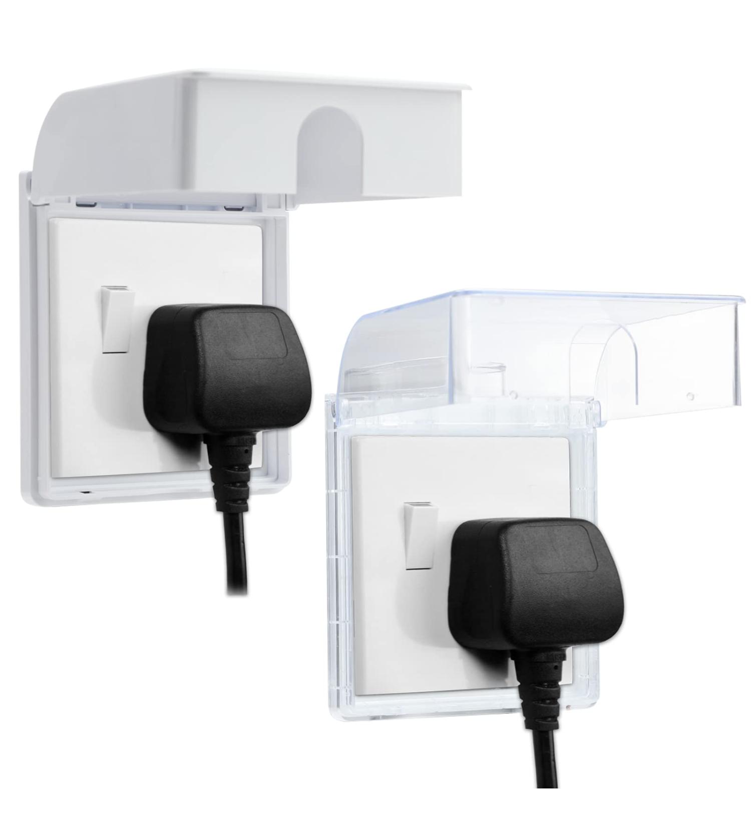 UK Socket Cover Box 2PCS Childproof Electrical Outlet & Plug Protector Waterproof Splash Plugs Guard Covers Light Switch Guard for Home Security Baby Proofing Safety (White + Transparent) - Buy Online on GoSupps.com