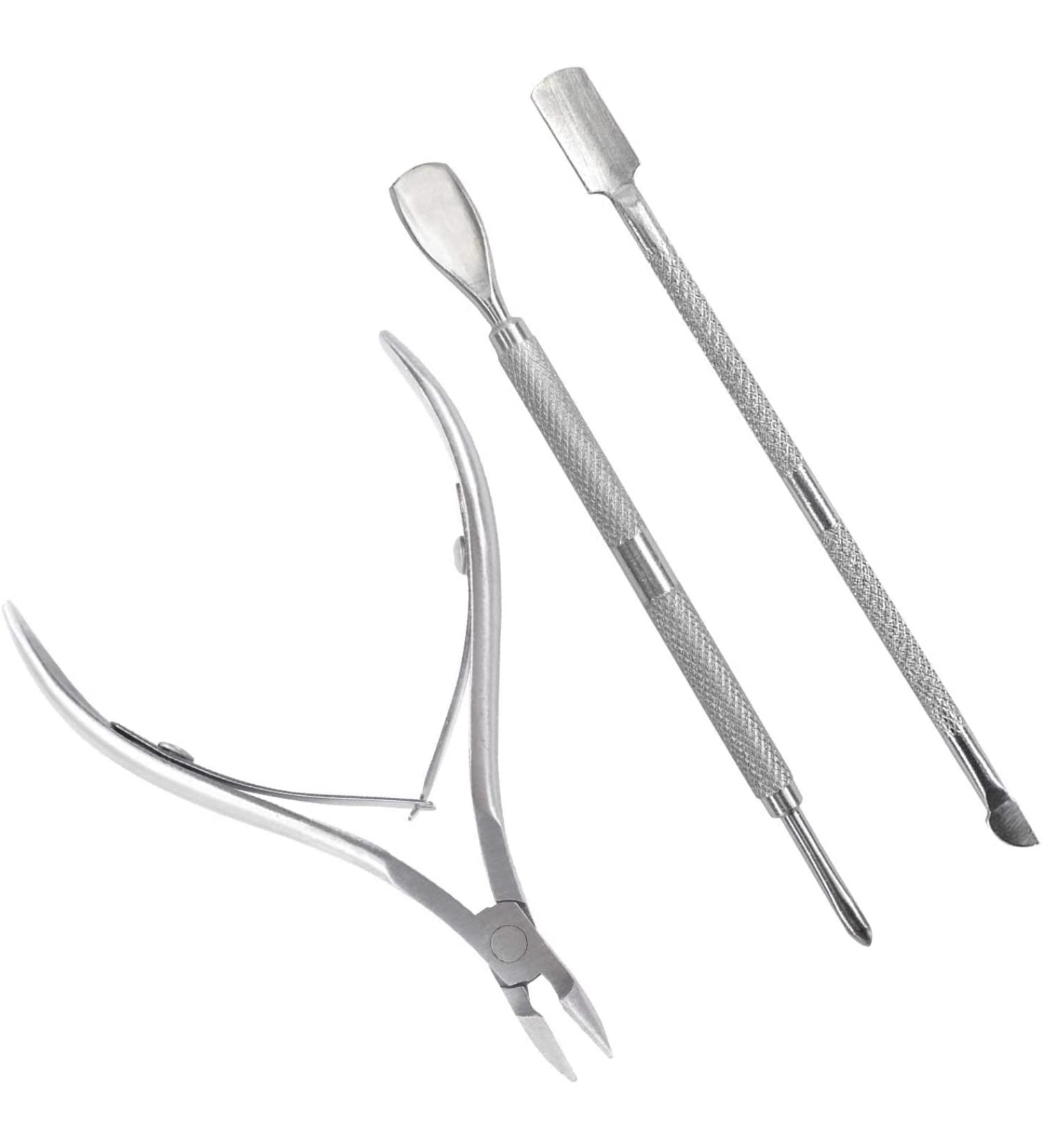 Cuticle Care Kit - 3 Piece - Cuticle Cutters Nipper - Pushers and Tidy - Stainless Steel - Cuticle Remover Tool Set Deft Processed - Buy Online on GoSupps.com