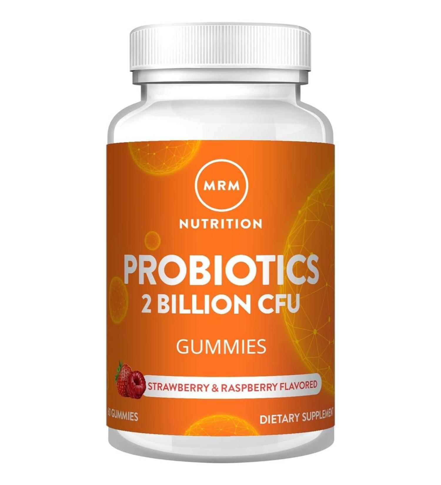 MRM Nutrition Probiotics Gummies | 2 Billion CFU | Digestive & Immune Support* | Natural Strawberry & Raspberry Flavored | Gelatin Free | Non-GMO | Vegan + Gluten Free | 30 Servings - Buy Online on GoSupps.com