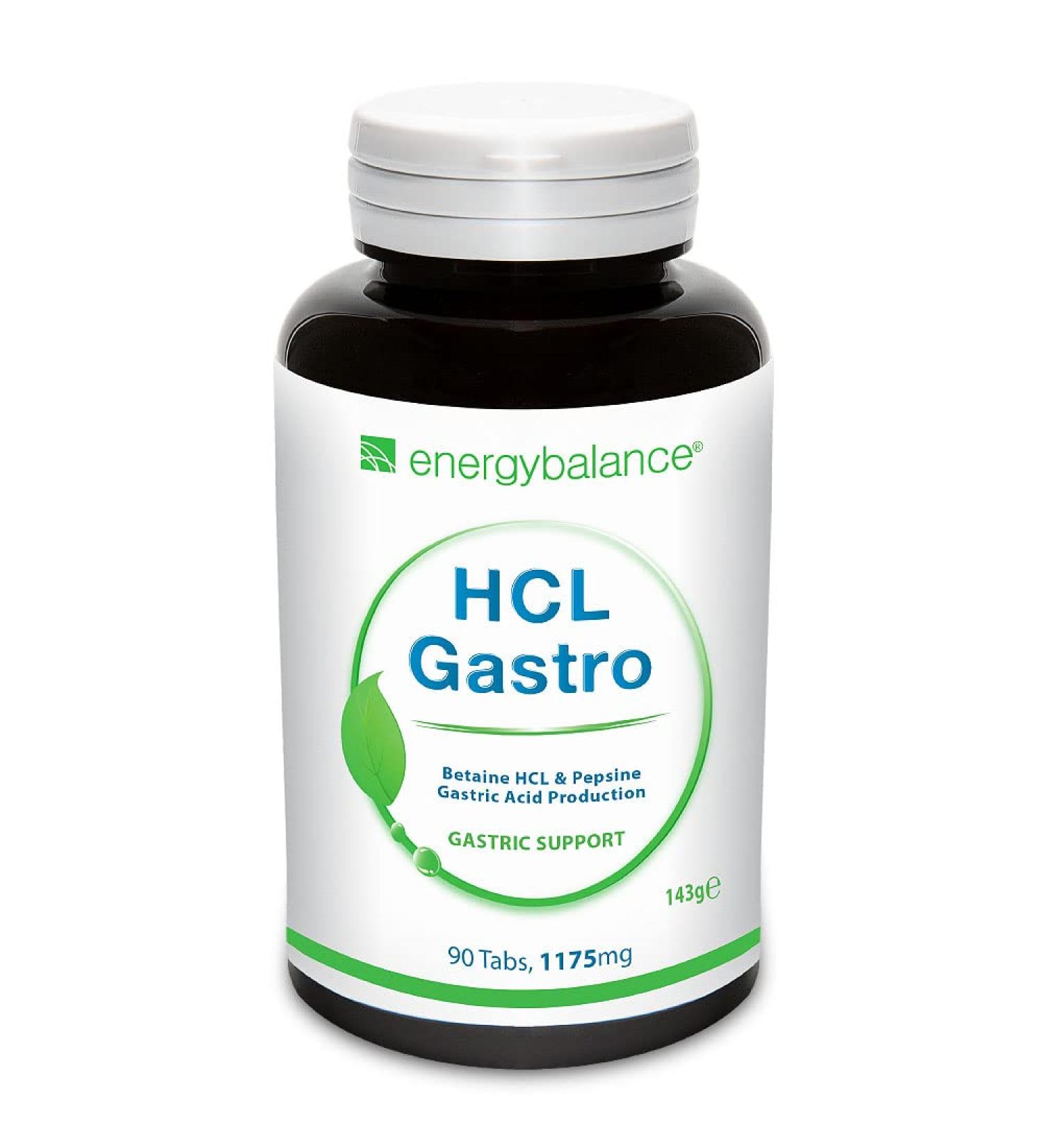 Energybalance HCL Gastro - capsules with betaine pepsin - stomach digestion homocysteine metabolism - without additives of course with milk - 90 tablets of 1175 mg