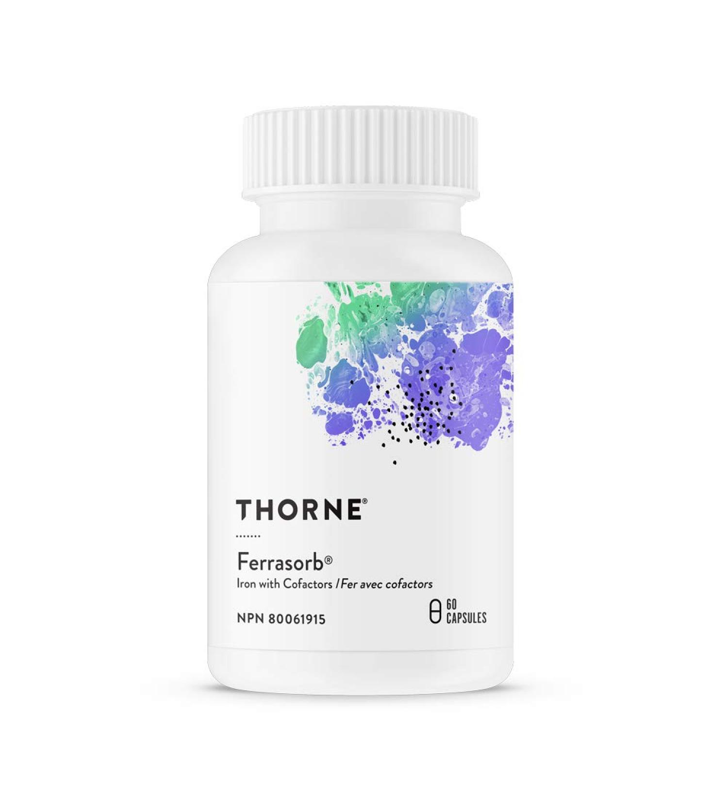 Thorne Ferrasorb - Complete Blood Support Formula with Iron Folate and B vitamins - 60 Capsules - 60 Servings - Buy Online on GoSupps.com