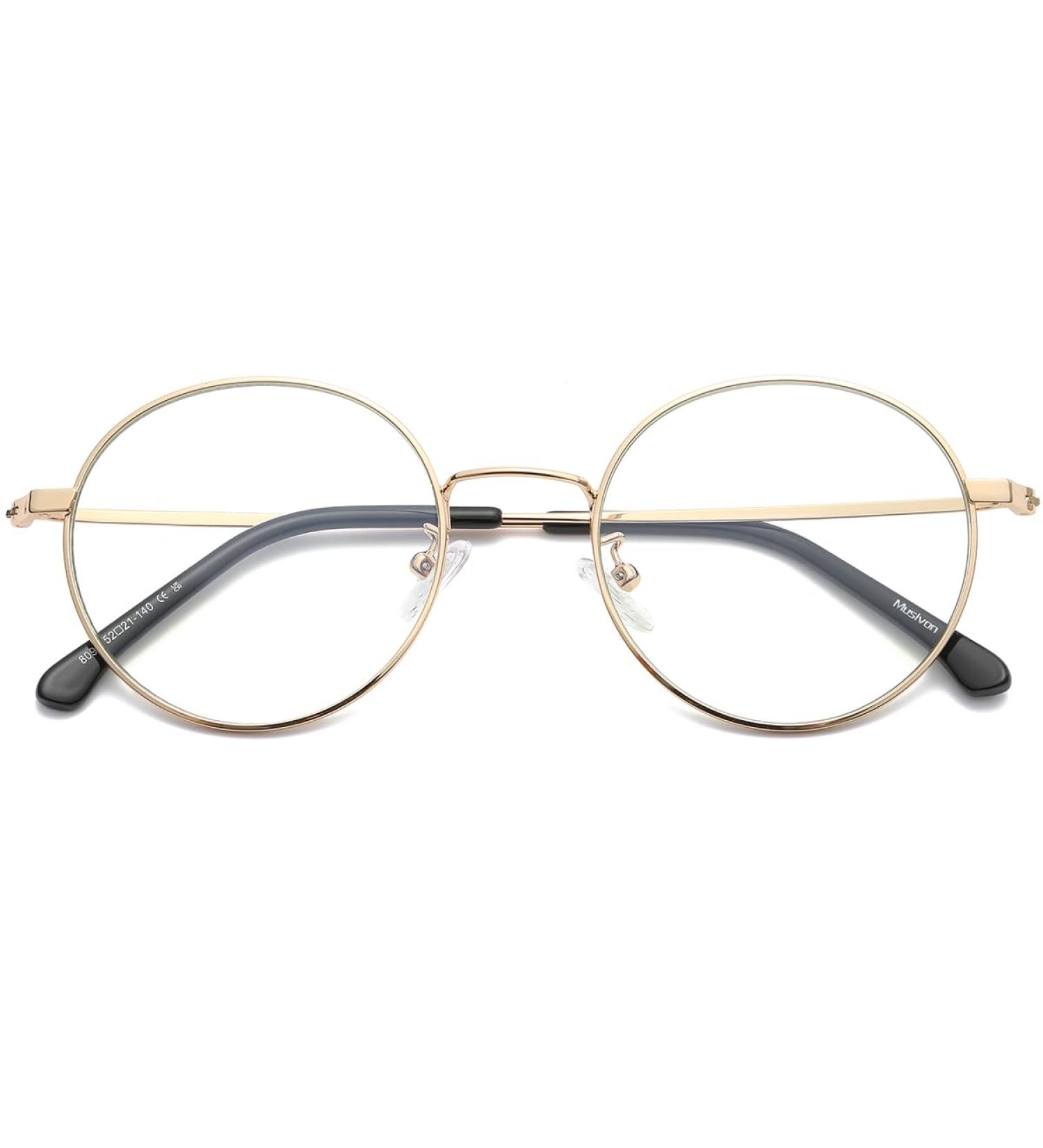 Buy Musivon Blue Light Filter Glasses | Stylish Round Gold Metal Frame | Unisex Computer Glasses Without Prescription - Buy Online on GoSupps.com