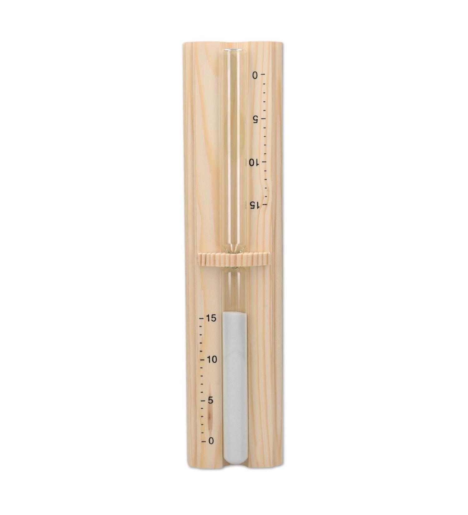 Navaris Pine Wood Sauna Hourglass - 15-Minute Heat-Resistant Timer - 29.5x7.5x4 cm - Light Brown with White Sand - International Shipping Available - Buy Online on GoSupps.com
