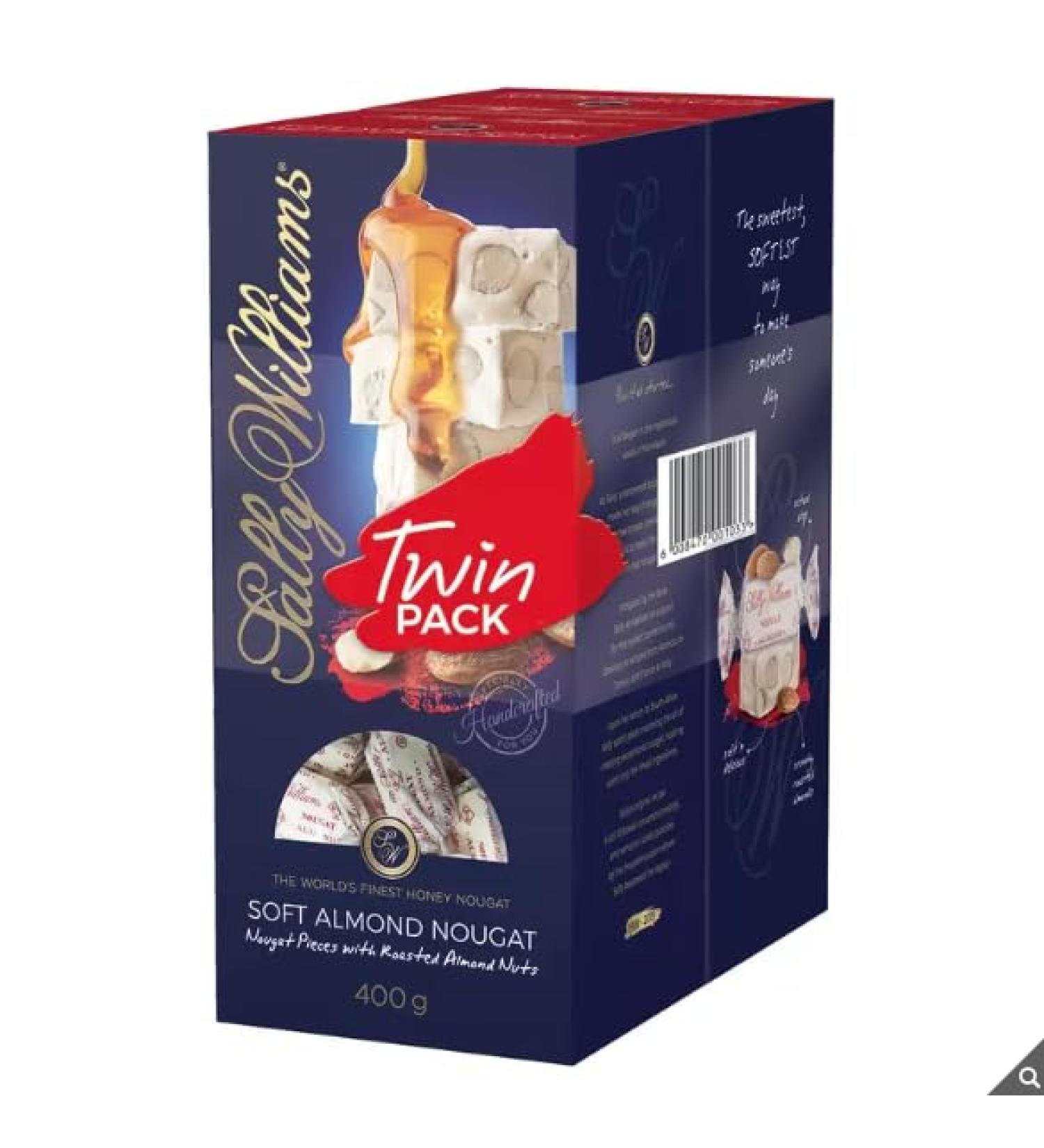 Sally Williams Original Recipe Soft Almond Nougat | Hand Made With The Finest Ingredients | Individually Wrapped | Sweet Exceptional Nougat | 2 x 400g - Buy Online on GoSupps.com