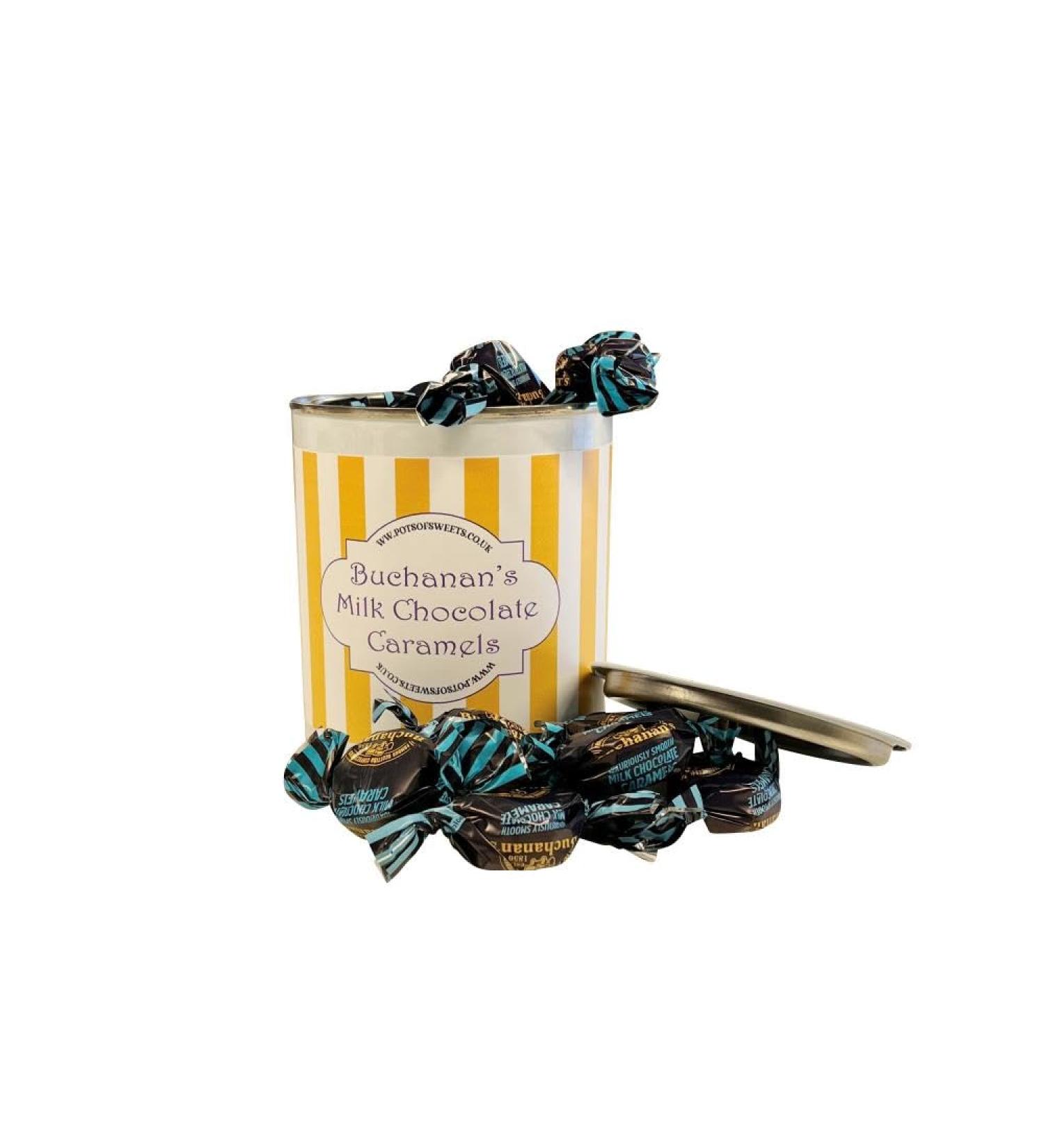 Buchanan's Milk Chocolate Caramel Toffees - 250g Paint Pot Tin - Buy Online on GoSupps.com