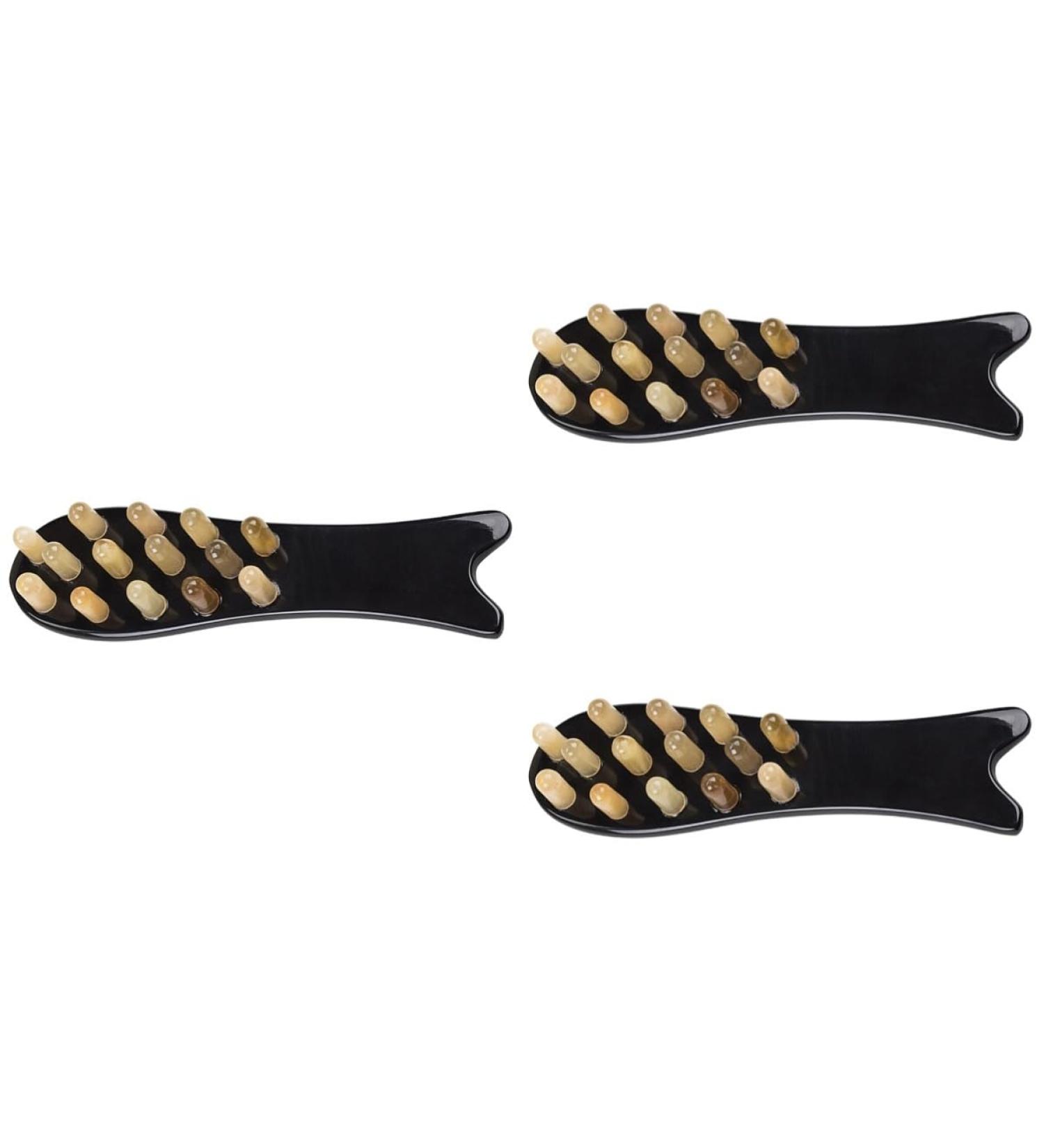 Buy Healvian 3-in-1 Wooden Hairbrush & Massage Combs for Women | Natural Horn Scalp Massager & Curling Tool - Buy Online on GoSupps.com