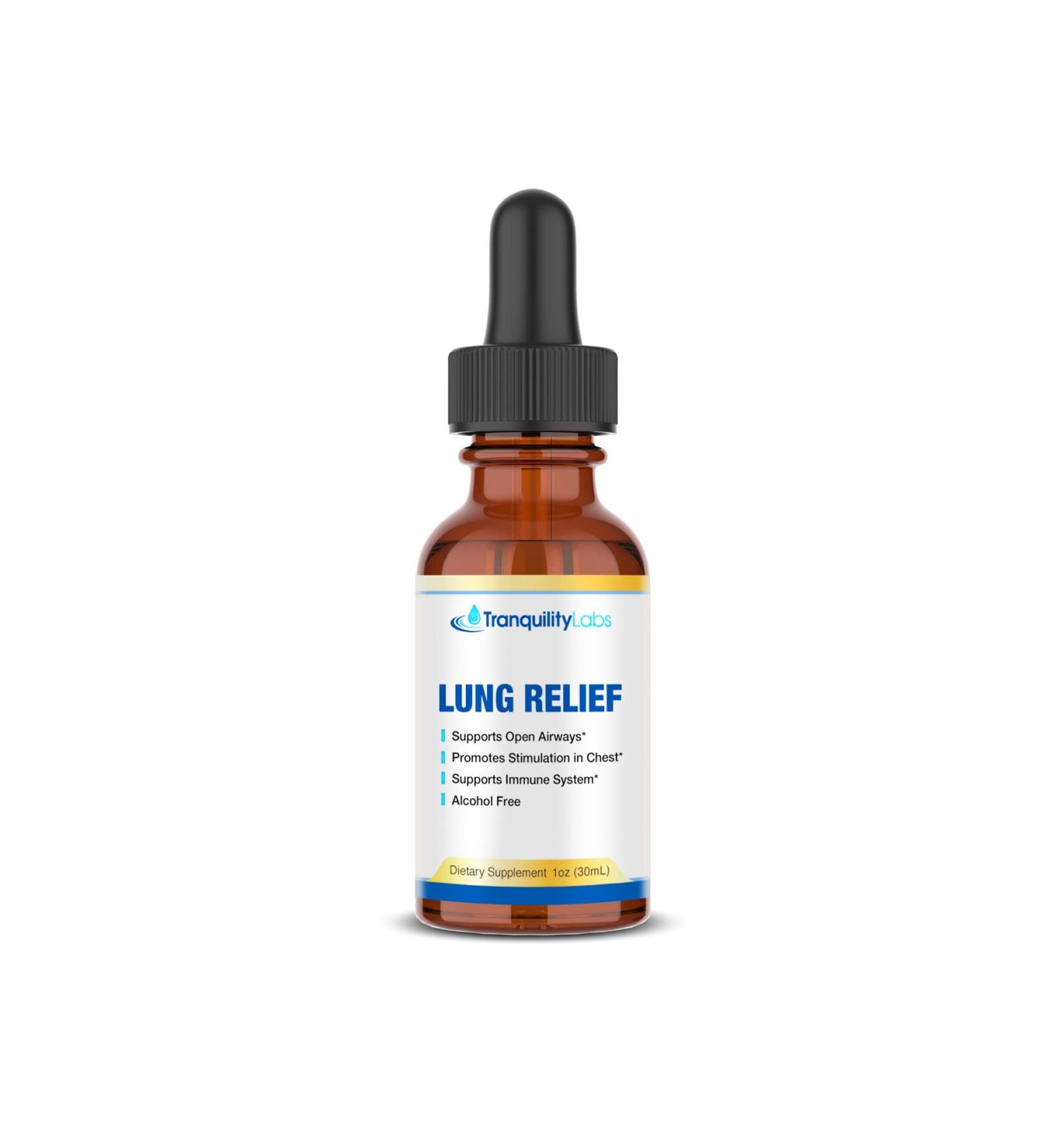 Tranquility Labs Lung Relief Supplement for Lung Support - Cleanse Formula for Better Breathing & Immune Health - Respiratory System Support - 1 Oz - Buy Online on GoSupps.com