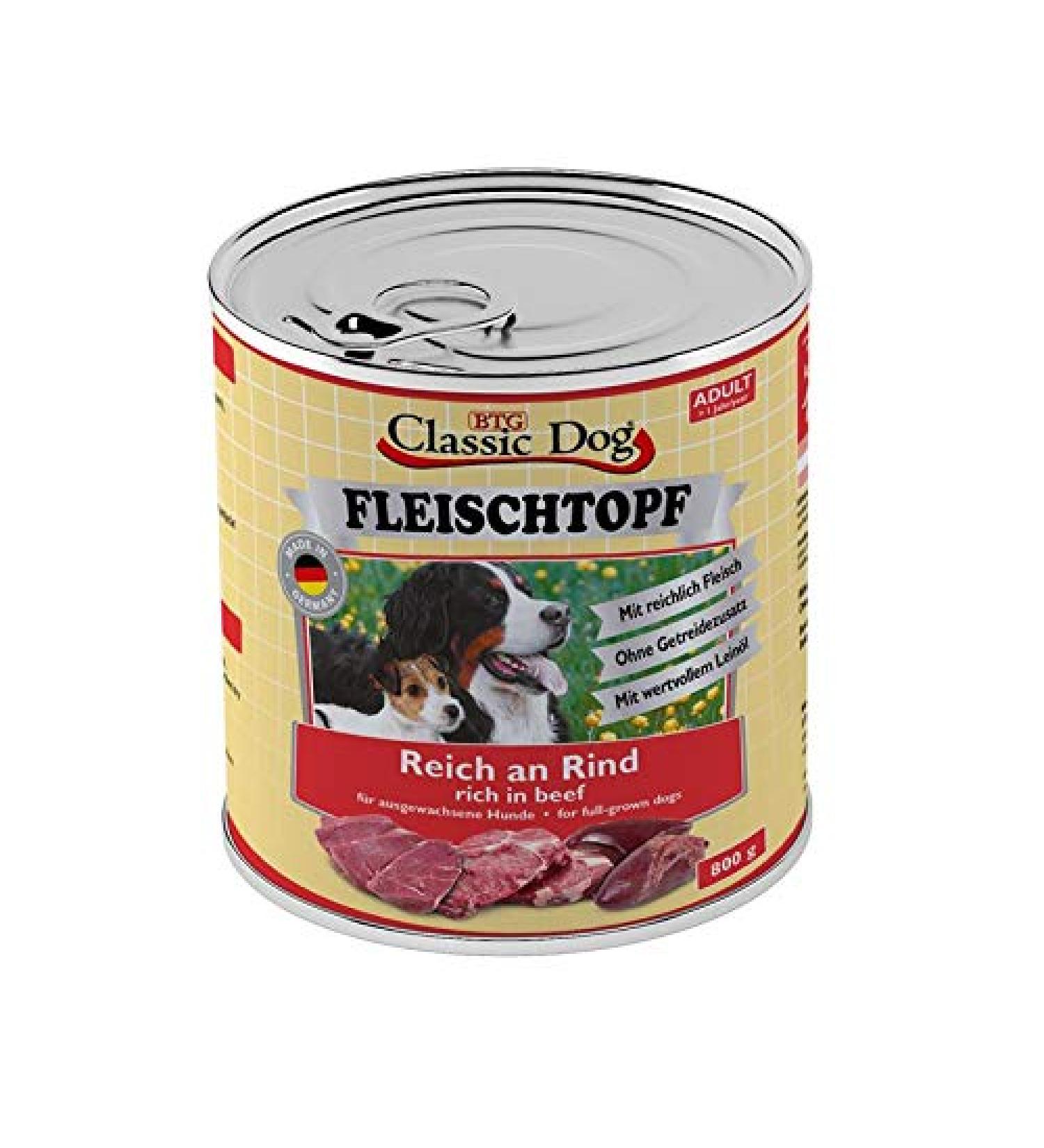 Classic Dog Adult Meat Pot - Pure Rich in Beef - 6 x 800g Dog Food