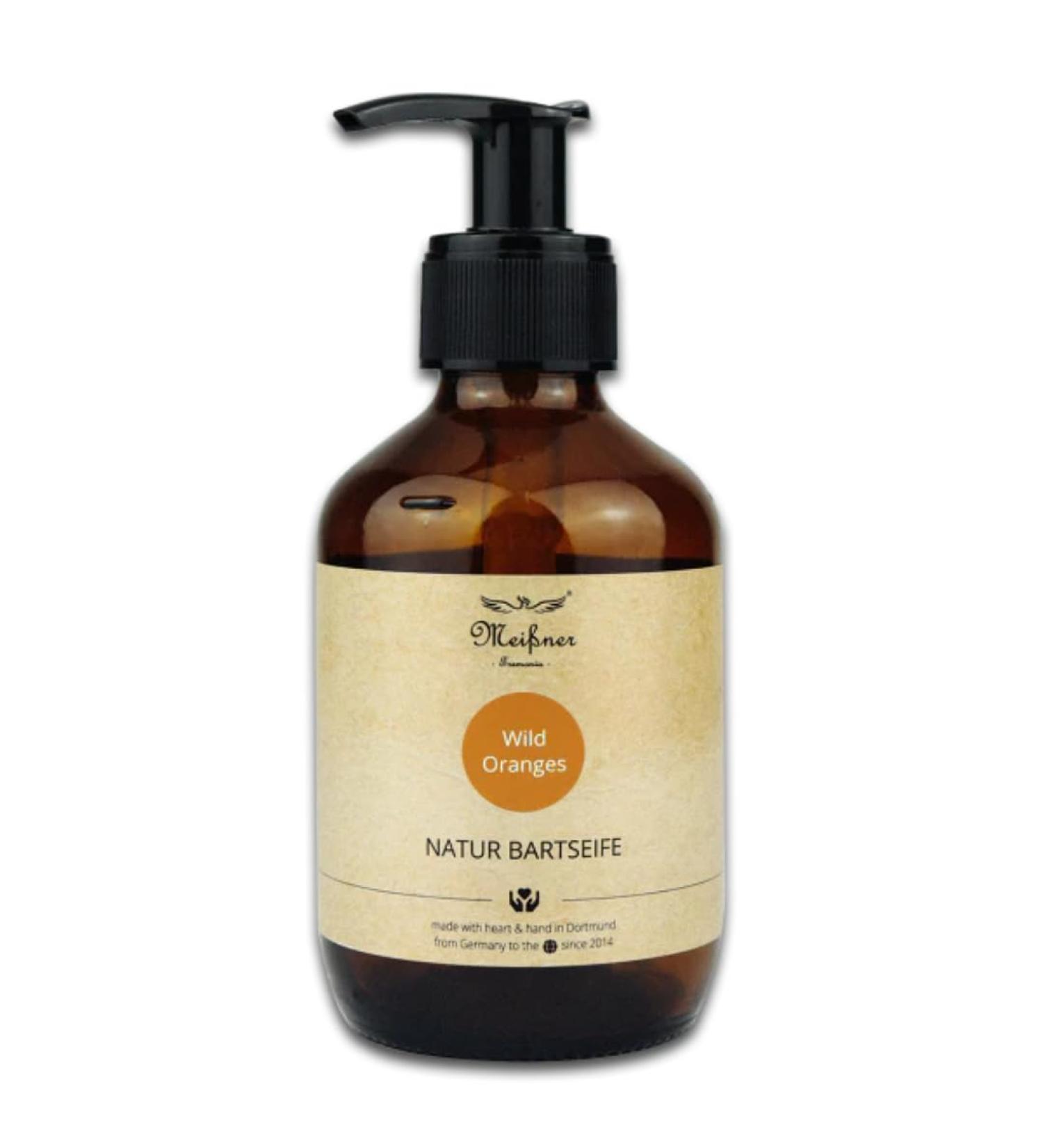 Meißner Tremonia Barting Soap Wild Oranges - 200ml Vegan Beard Shampoo for Men | Natural Ingredients & Organic Olive Oil for Daily Care - Buy Online on GoSupps.com