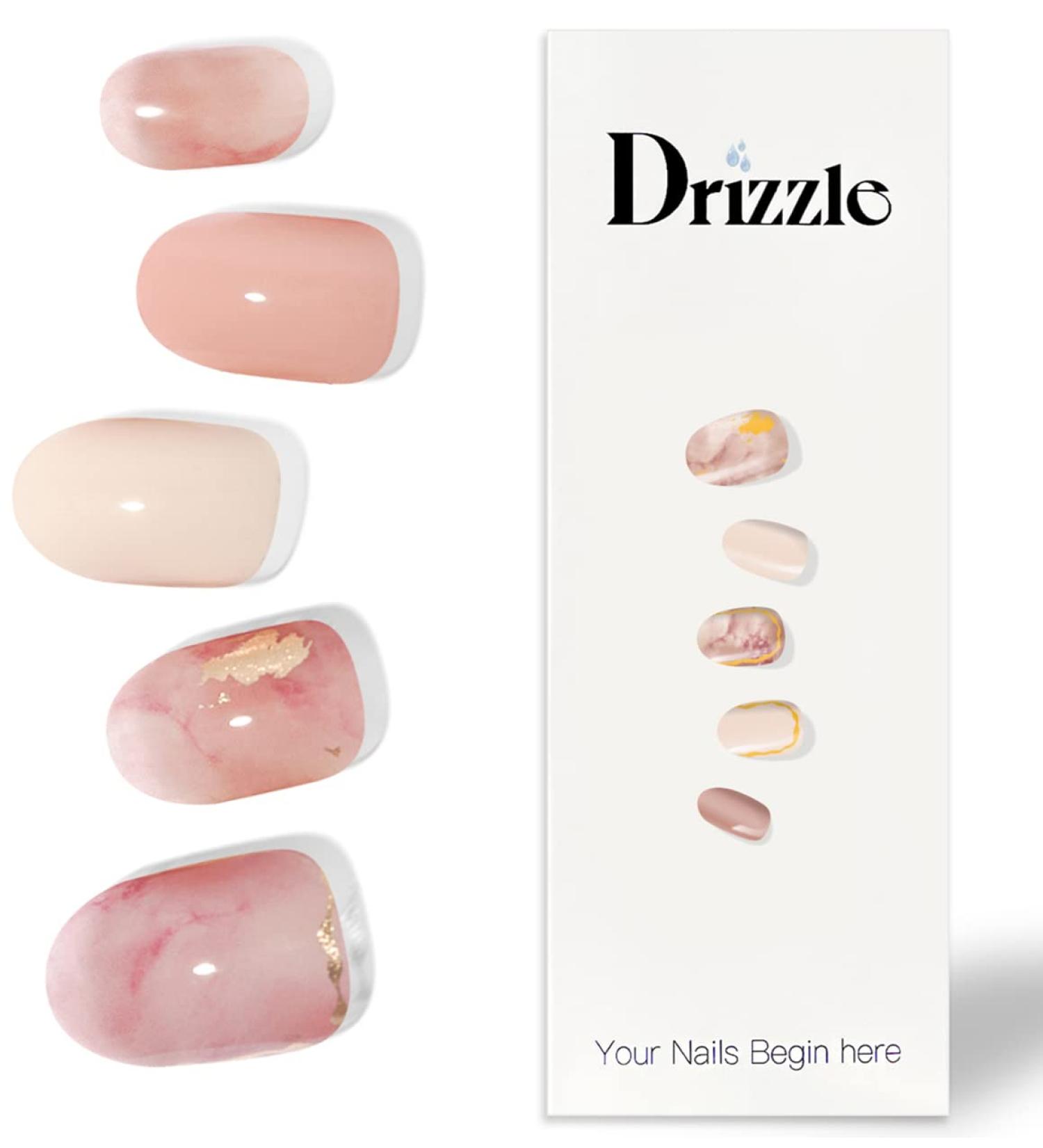 Drizzle Semi Cured Gel Nail Strips - Real Nail Polish Stickers (UV/LED Required) - Glossy Glitter & Solid Color - Long Lasting Waterproof Decals for Women - Buy Online on GoSupps.com