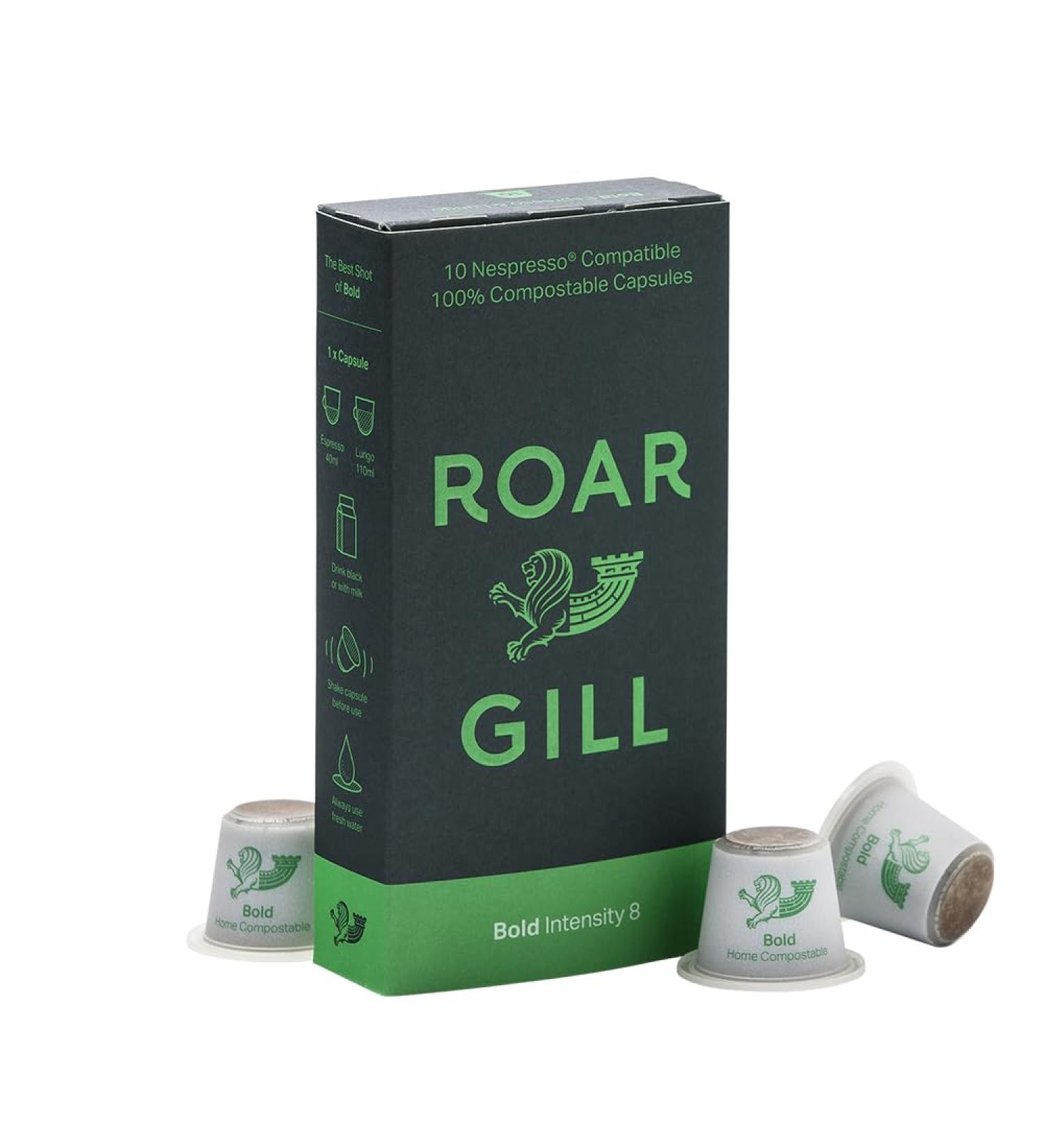 Roar Gill Dosettes de caf compostables | Lot de 10 dosettes Bold Blend compatibles avec Nespresso Original - Buy Online on GoSupps.com
