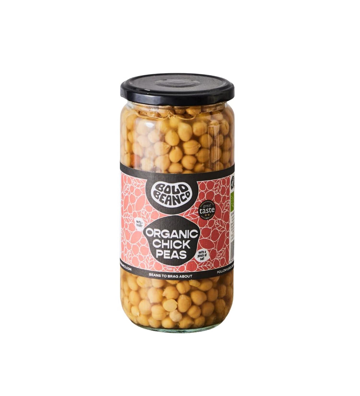Bold Bean Co Organic Chickpeas. 1 x 700g Jar All Natural Ingredients Suitable for Vegans - Buy Online on GoSupps.com