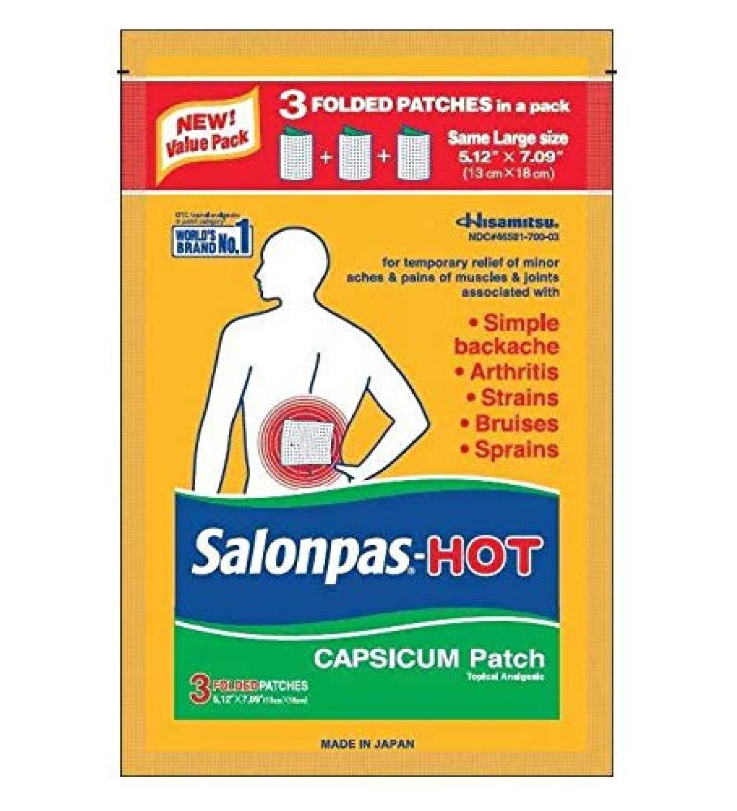 Salonpas-Hot Capsicum Patch 3 Count (Pack of 6)