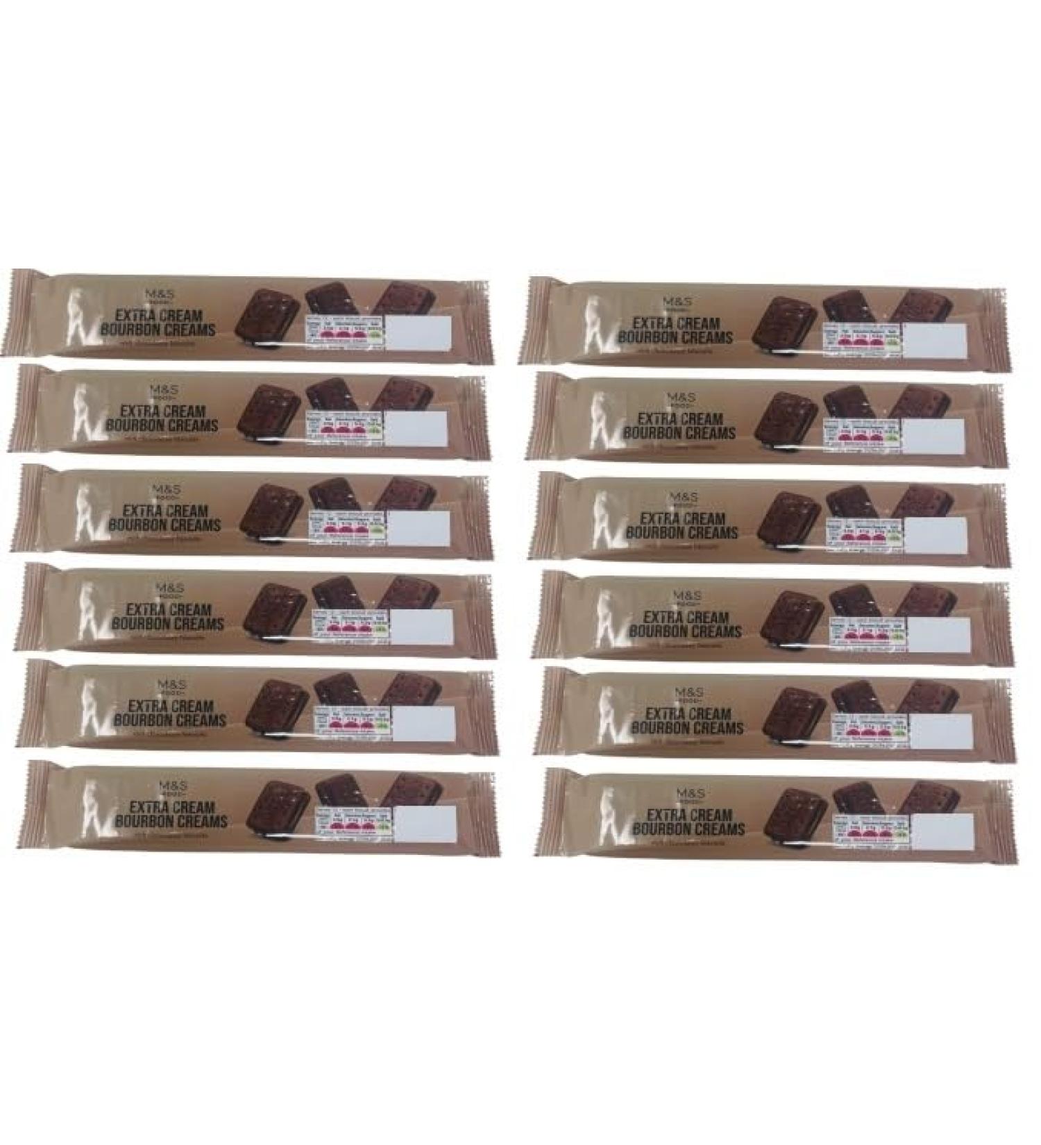 M&S Extra Cream Bourbon Creams 165g x12 | crunchy biscuits sandwiched together with an extra thick layer of rich chocolate flavoured cream - Buy Online on GoSupps.com