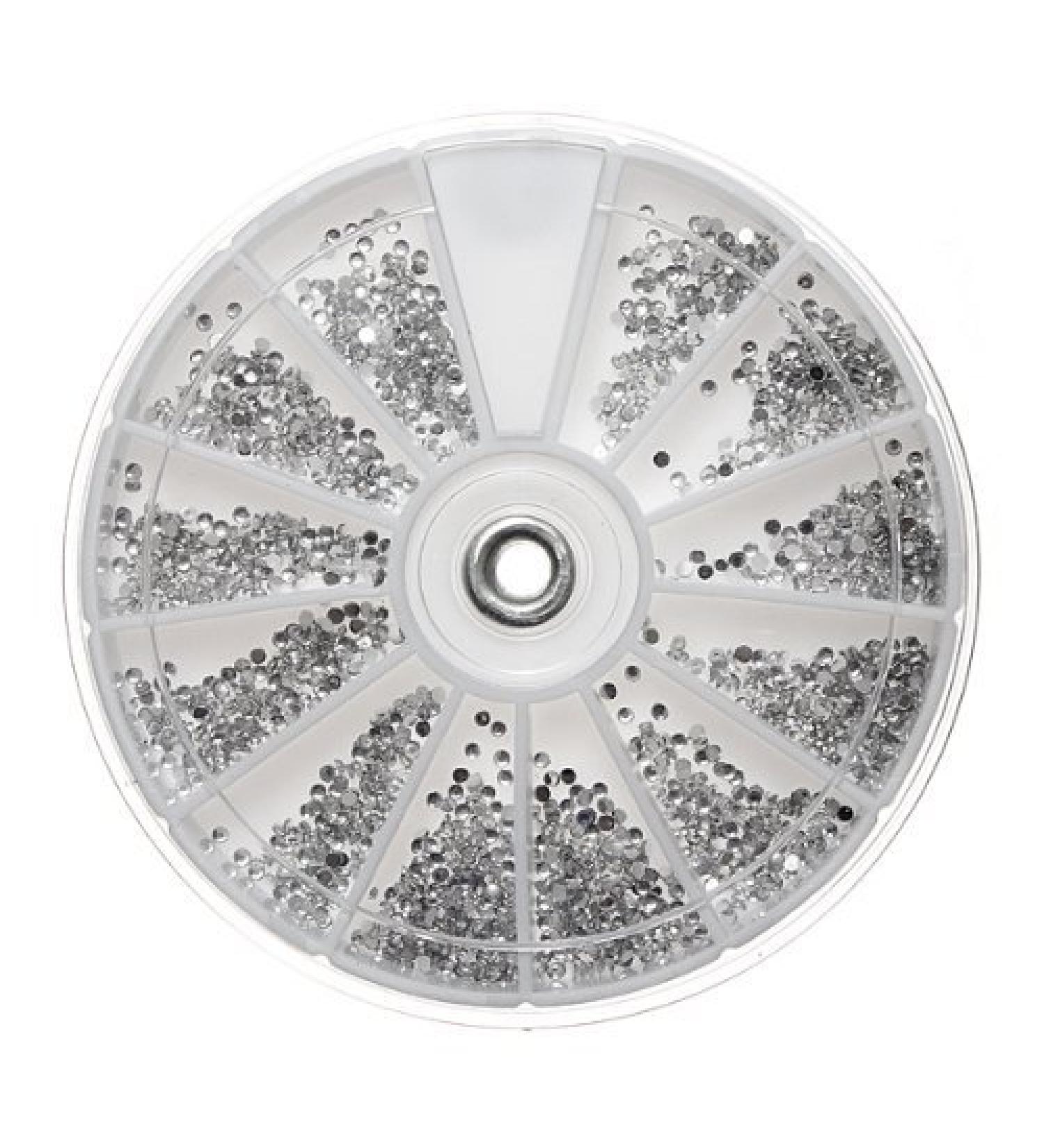 2400 X Silver Clear Nail Art Rhinestone Round Diamante 1.5mm Glitter Gem Wheel