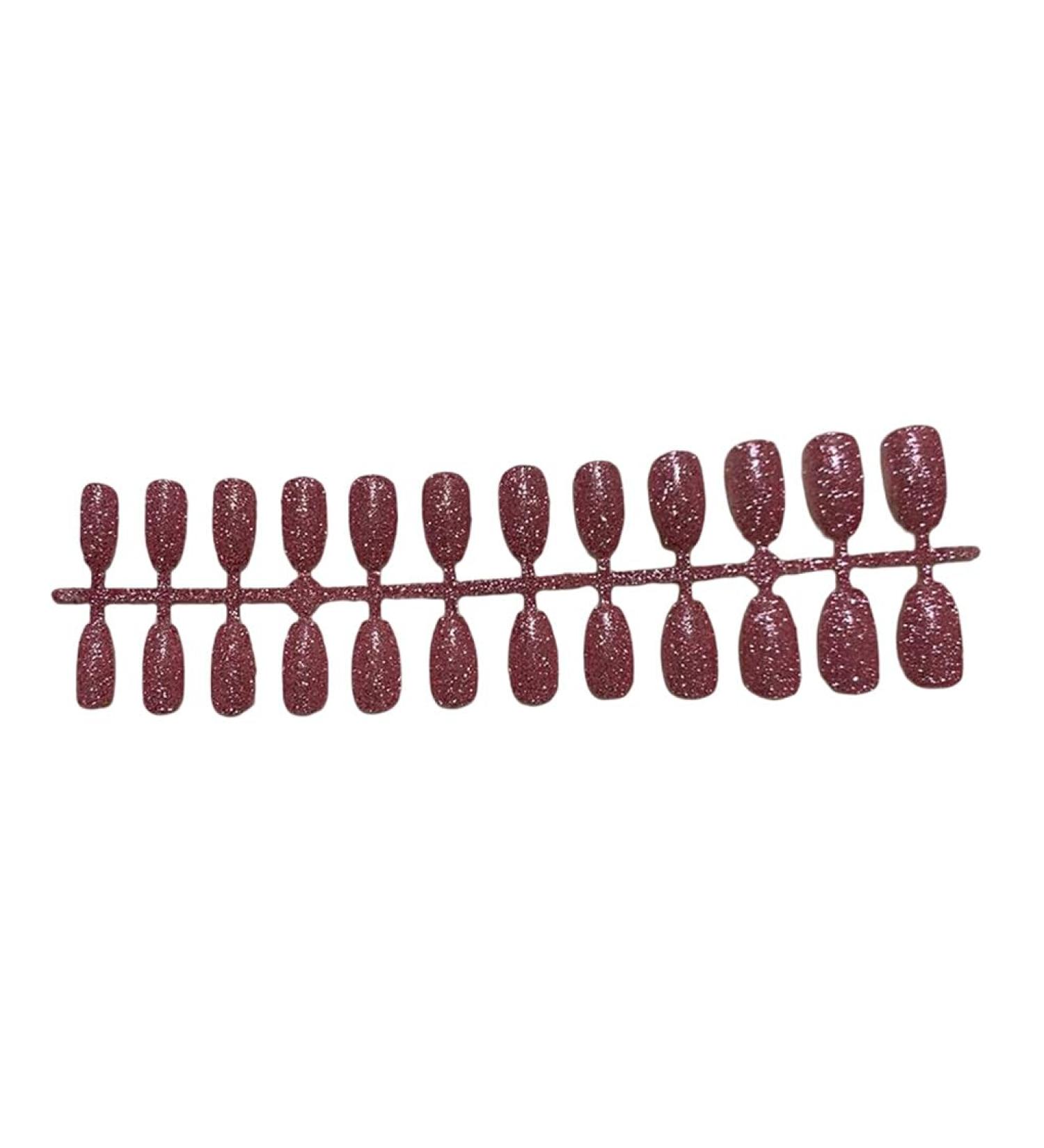 Dajidafu Women Glitter False Nails Artificial Press On Detachable Manicure Tools Shinny Pointed Ultrathin Full Cover Patch Pink - Buy Online on GoSupps.com