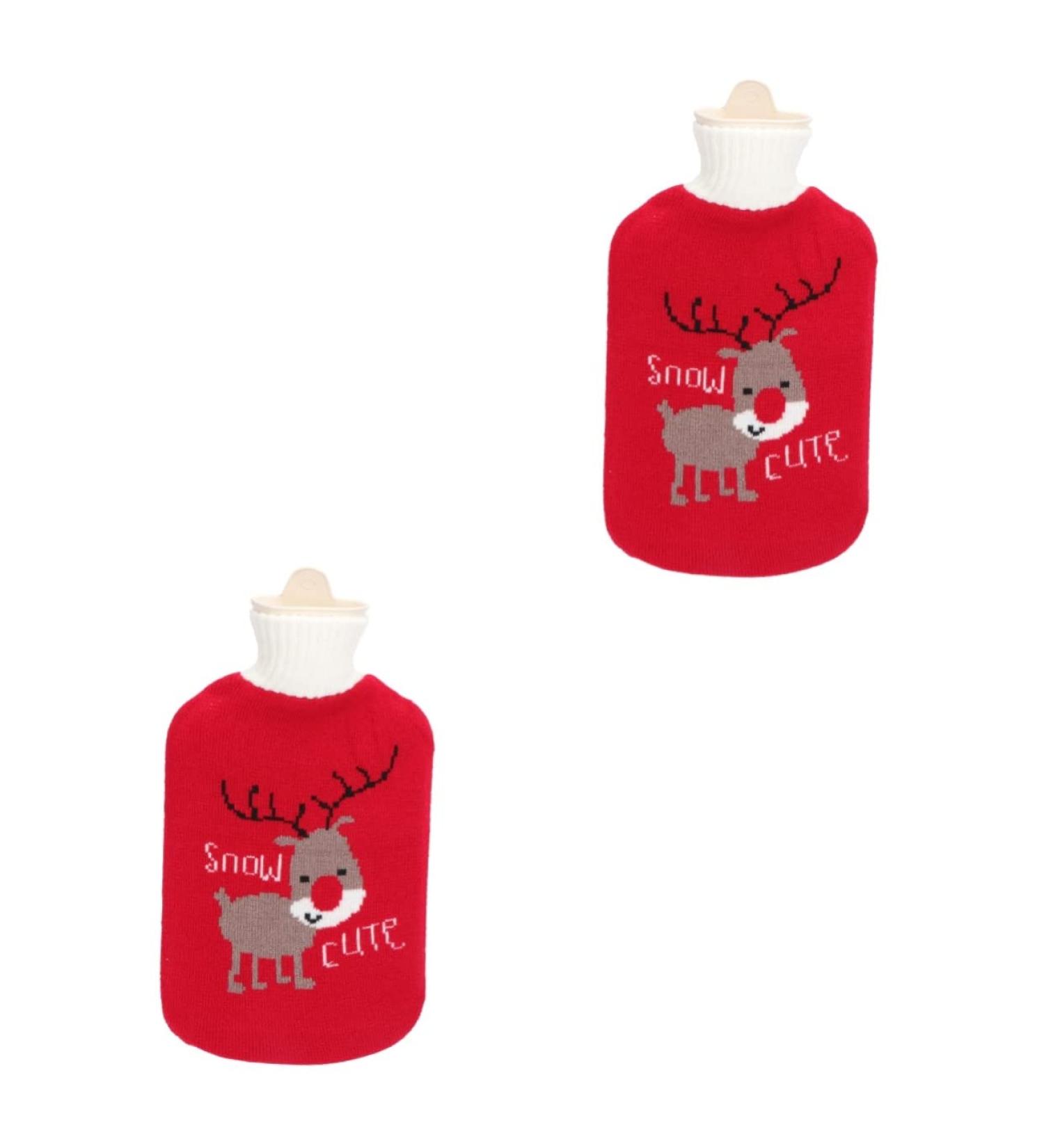 Nolitoy Christmas Heat Bottle Warmer - Cozy Knitting Cover & Sweet Gifts for Kids | Small Hot Water Bottles (32x20cm 2pcs) - Perfect Holiday Festive Gifts - Buy Online on GoSupps.com
