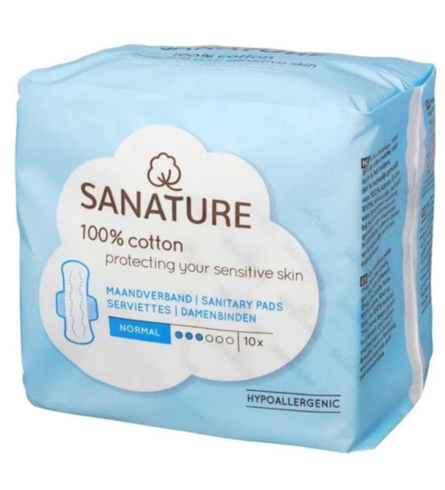 Sanature sanitary pad Normal 100% cotton 10 pieces