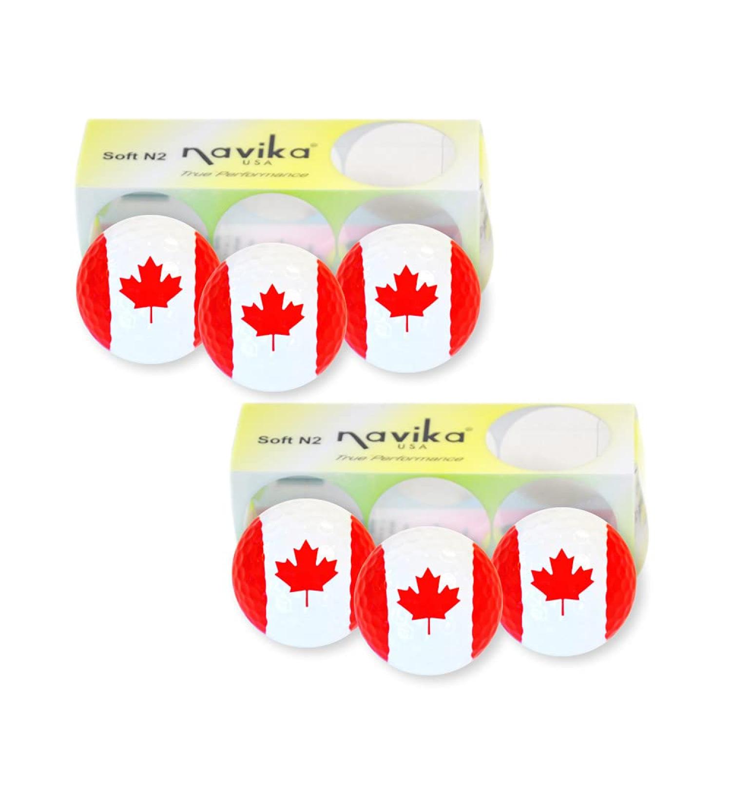 Navika Canada Flag Golf Balls - 6 Ball Pack | Canadian Souvenir for Golfers | Perfect Golfing Gift - Buy Online on GoSupps.com