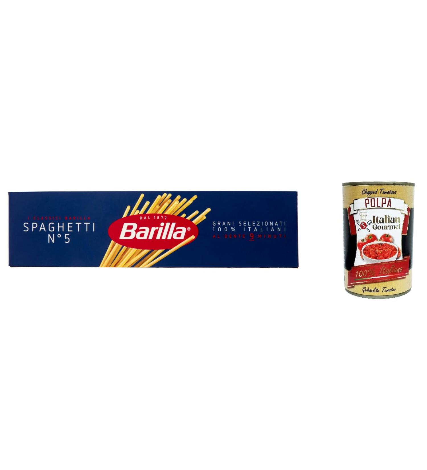  Italian Gourmet E.R. Barilla Pack of 5 Long Spaghetti Pasta No. 5 100% Italian 500g + Gourmet Italian Polpa 400g - Buy Online on GoSupps.com