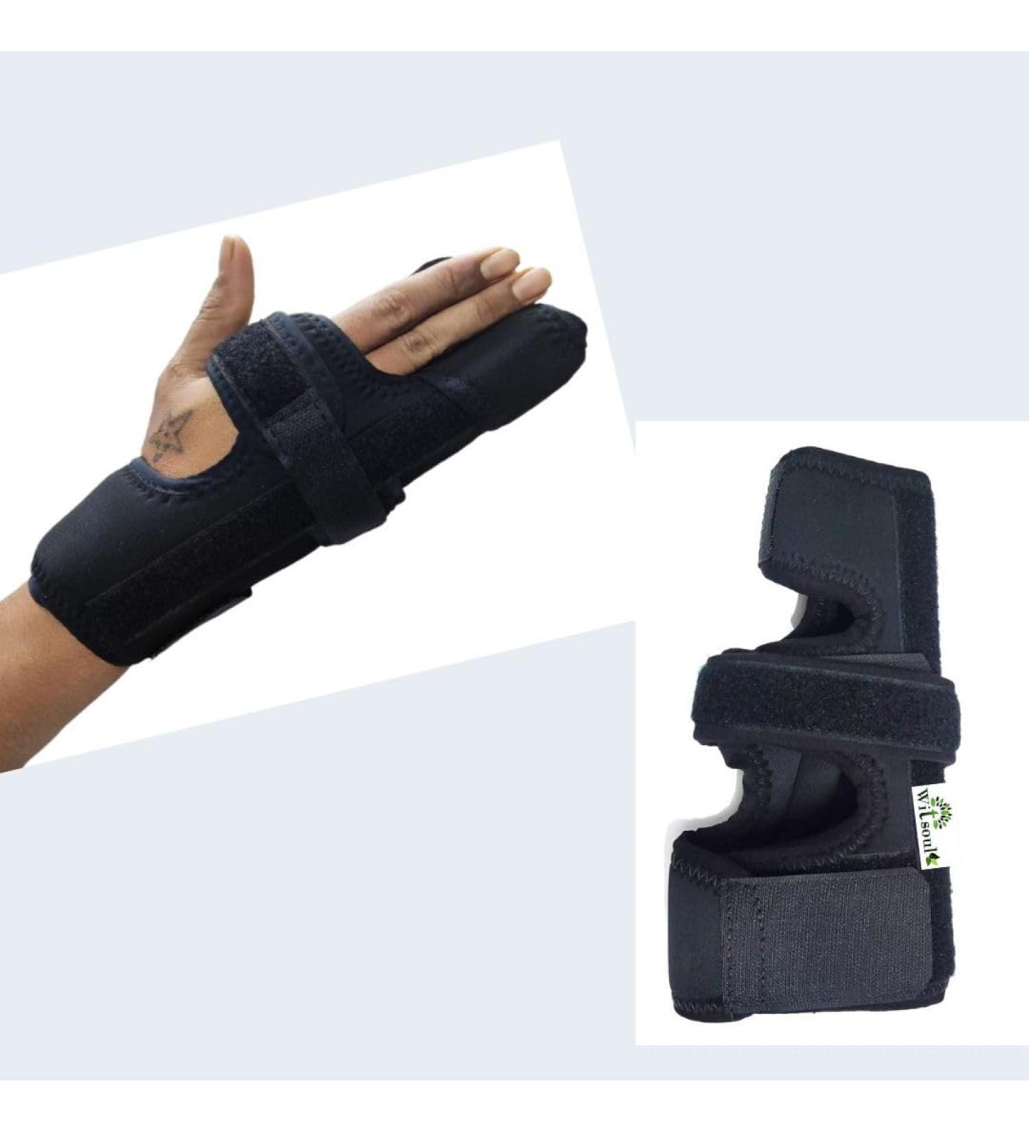 WITSOUL Boxer Finger Splint - Adjustable Support for Pinky Ring Middle Metacarpals & Knuckles - Black - Small - Right/Left Hand - International Shipping Available - Buy Online on GoSupps.com
