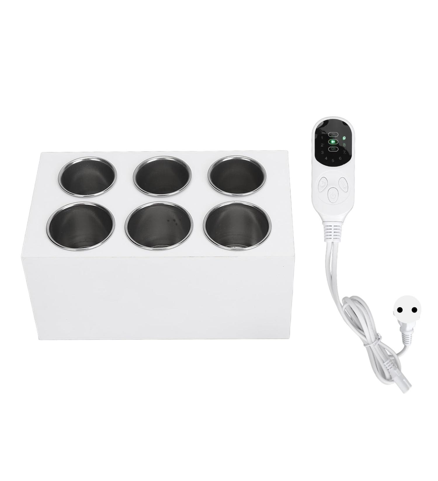 Syrisora Essential Oil Heater - Massage Oil Warmer with 6 Compartments & Constant Temperature for 30-50ml Glass Bottles - 110-240V (EU Connector) - Buy Online on GoSupps.com